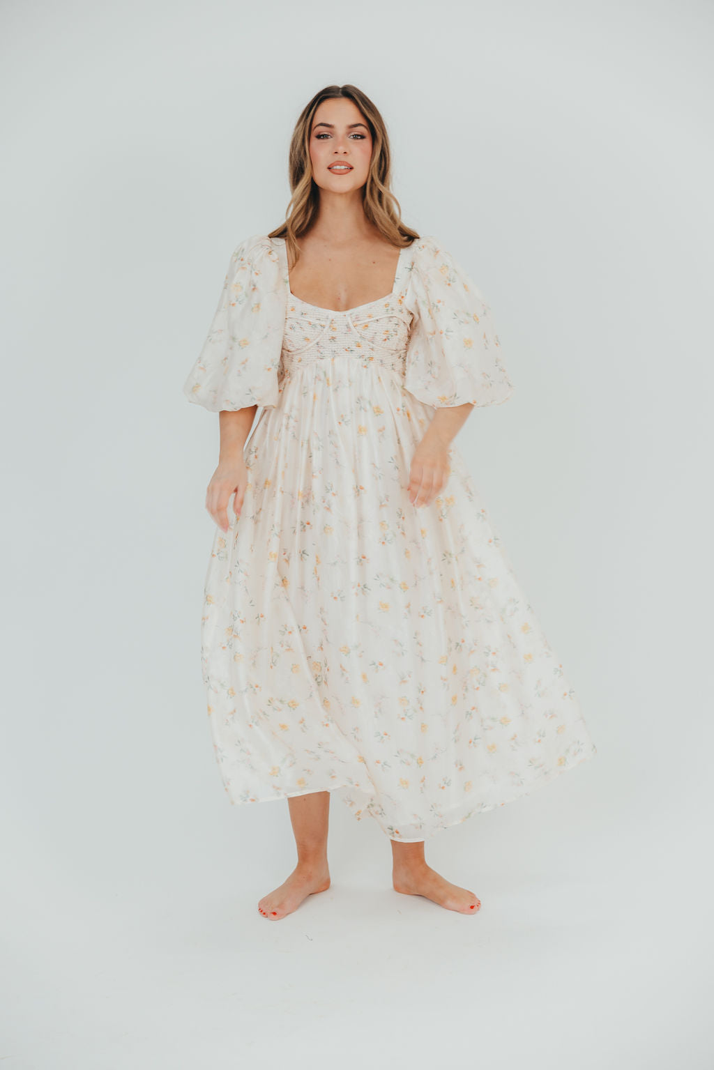 Harlow Maxi Dress - Tiny Yellow Floral Print, Bump Friendly Maternity Dress, Inclusive Sizing S-3XL | Perfect for Summer Vacations, Beach Weddings & Casual Outings