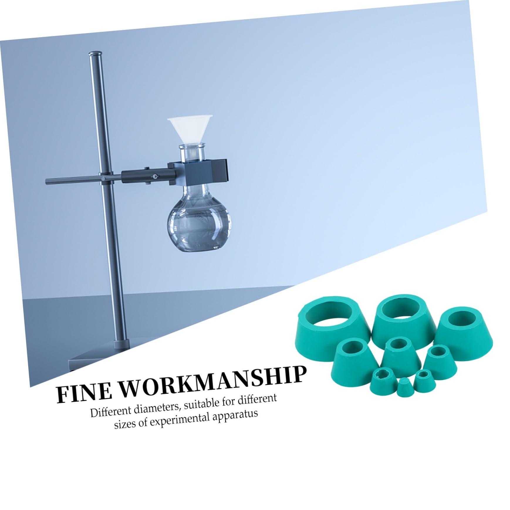 8pcs Funnel Flask Cones Set with Filter Adapter & Tapered Collar - Premium Lab Glassware for Efficient Chemistry Experiments & Scientific Research