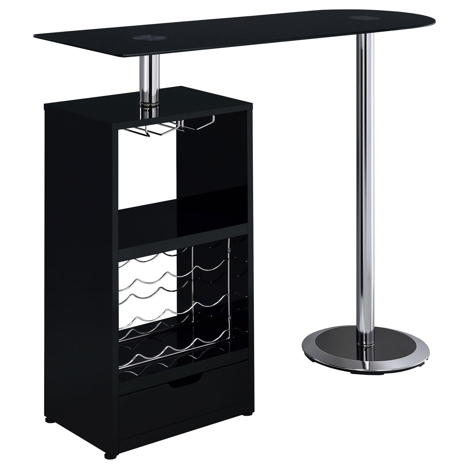 Black Bar Table with Wine Storage - Coaster Furniture 120451 | Perfect for Home Bars, Dining Rooms & Entertaining Spaces