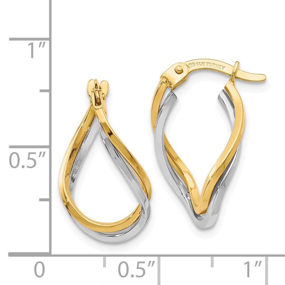 14K Solid Gold Twisted Hoop Earrings - White, Yellow & Rose Gold Tri-Color Jewelry for Women | Perfect for Everyday Wear, Parties & Special Occasions