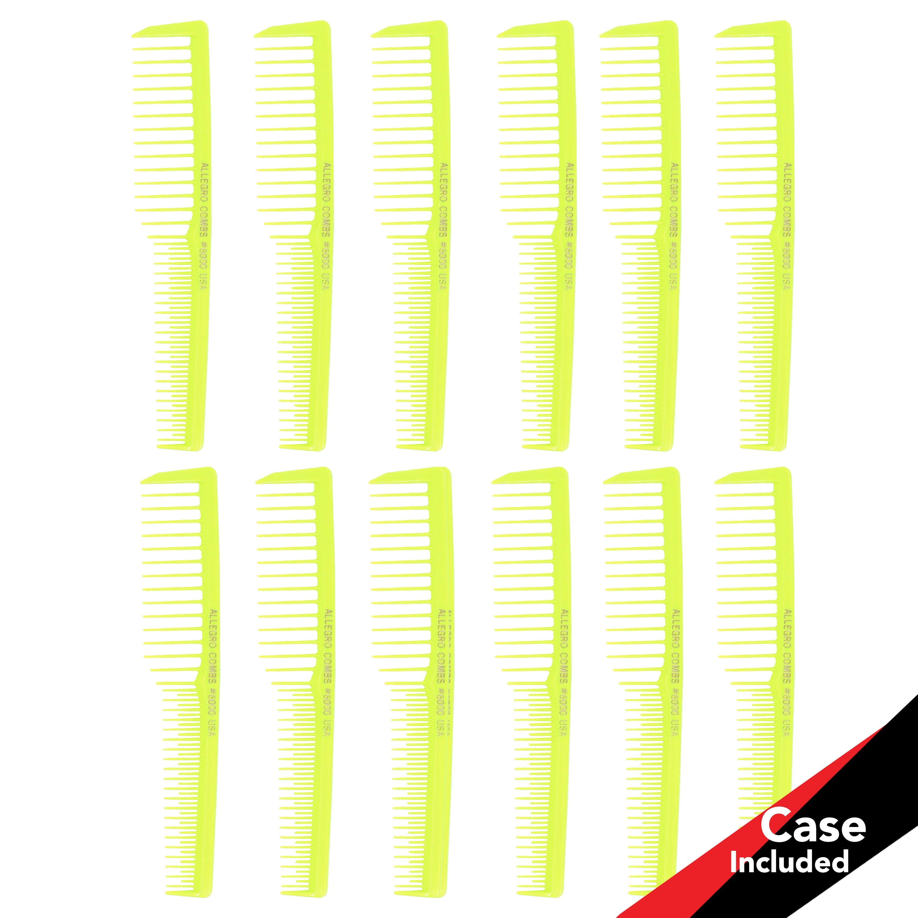 Allegro Combs #6000 Wide Tooth Teasing Vented Hair Comb - 12 Pack for Styling, Detangling & Volumizing - Perfect for Salons, Home Use & Travel