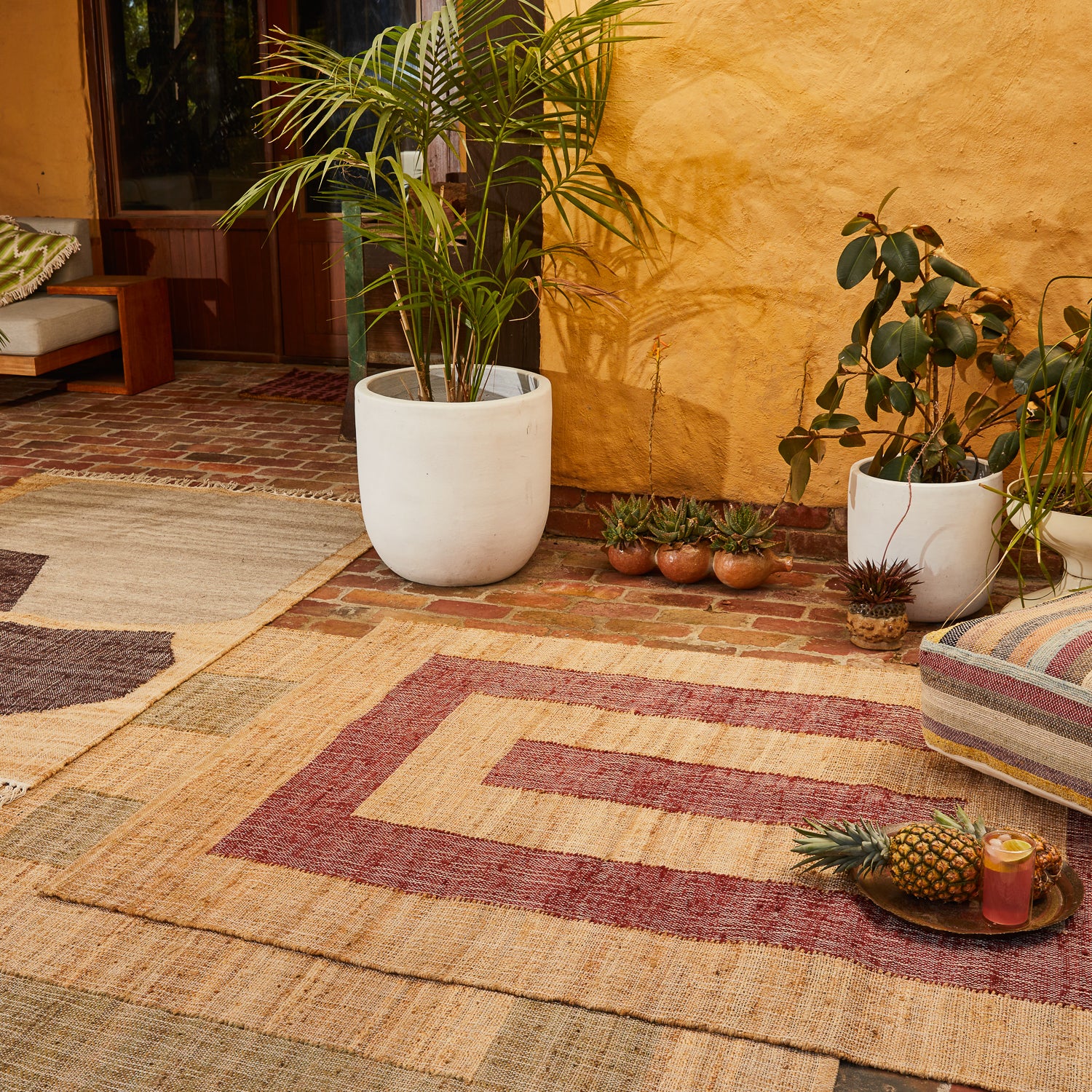 Adrienne Jute Rug Carmine - Natural Fiber Bohemian Area Rug for Living Room, Bedroom & Nursery | Eco-Friendly Home Decor