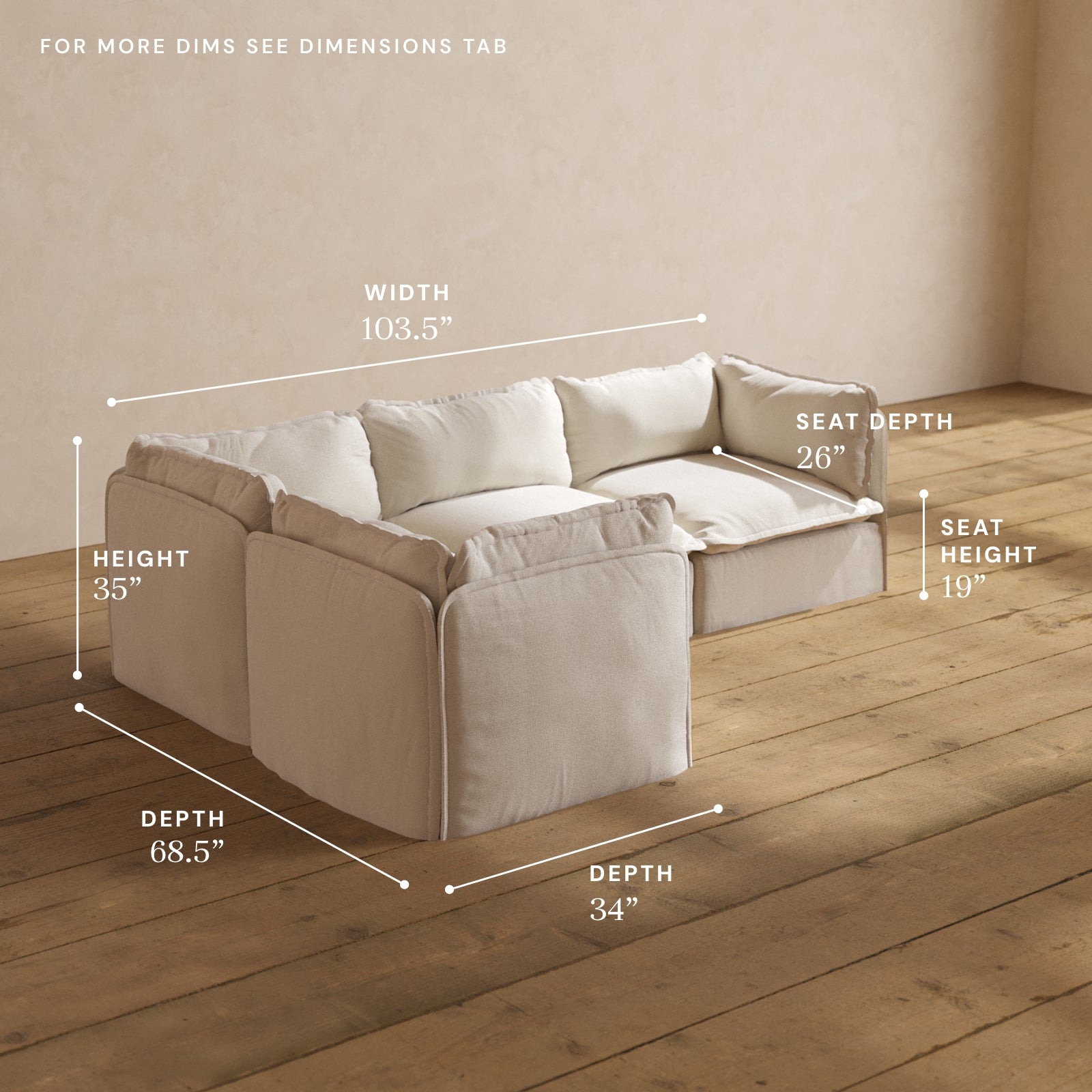 Modular Performance 4-Seater Corner Sectional Sofa in Flour Fabric | Modern L-Shaped Living Room Furniture for Small Spaces | Perfect for Apartments, Family Rooms & Cozy Home Decor