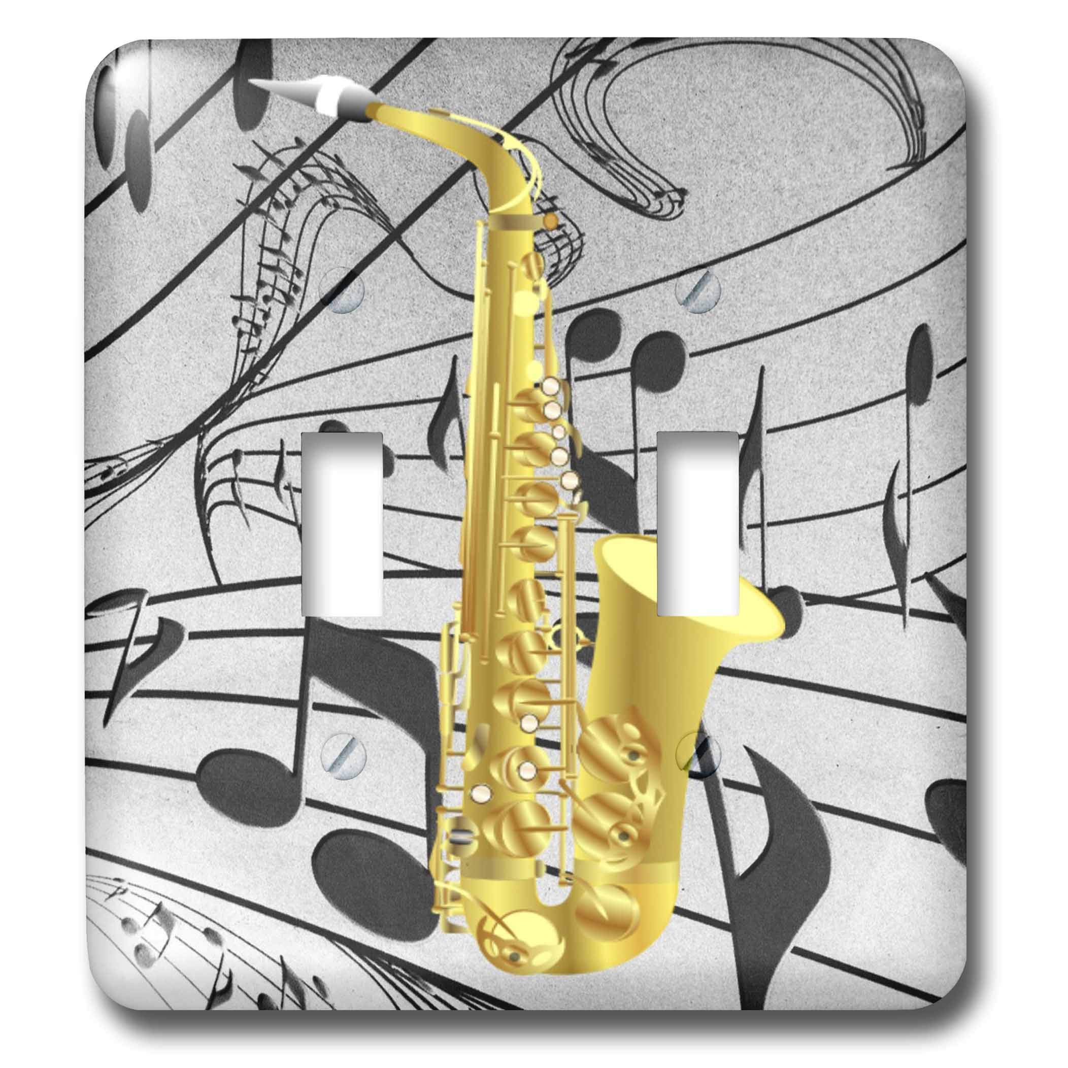 3D Rose Double Toggle Switch with Gold Saxophone on Music Notes - Perfect for Guitar, Bass & Audio Equipment Control Panels - Stage & Studio Use