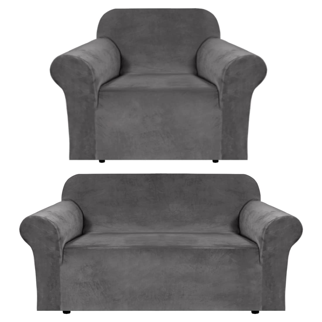 Stretch Velvet Sofa Cover Set - 2 Cushion Loveseat Cover (58