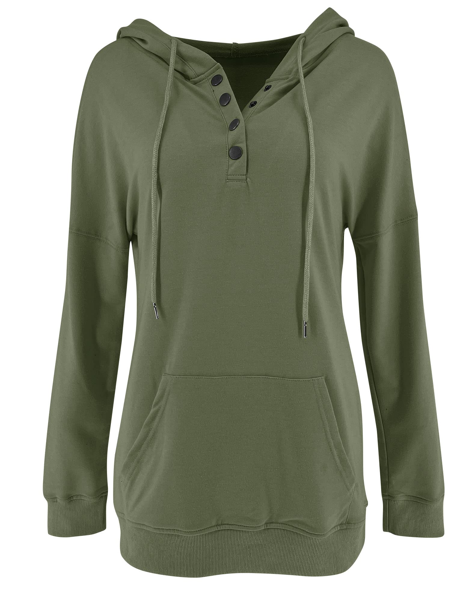 Vivitulip Women's Casual Button Down Long Sleeve Pullover Hoodie with Pocket - Soft Fleece Sweatshirt for Everyday Wear, Lounge & Outdoor Activities