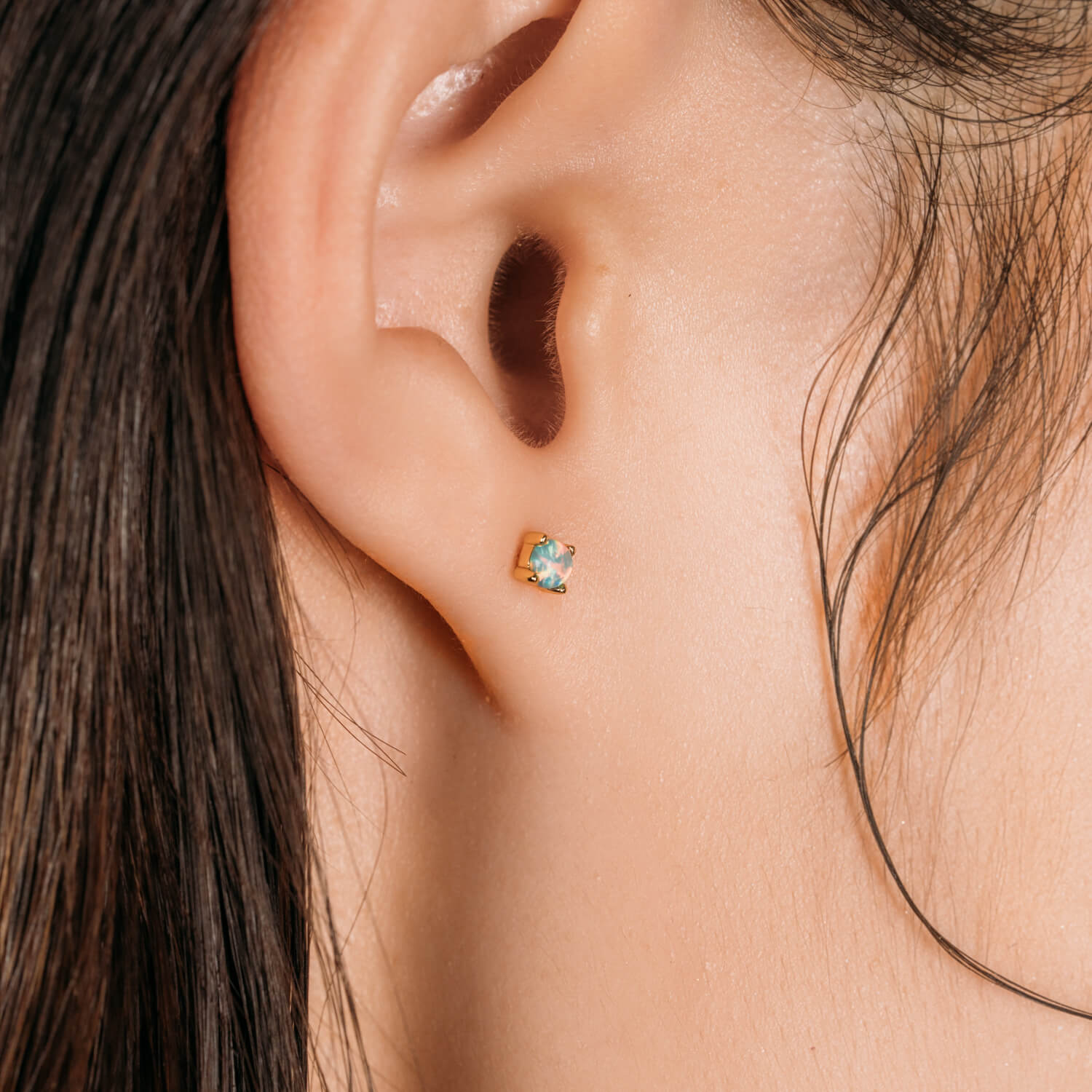 14K Gold Genesis Stud Earrings for Women - Single Diamond Stud Earrings for Everyday Wear & Special Occasions