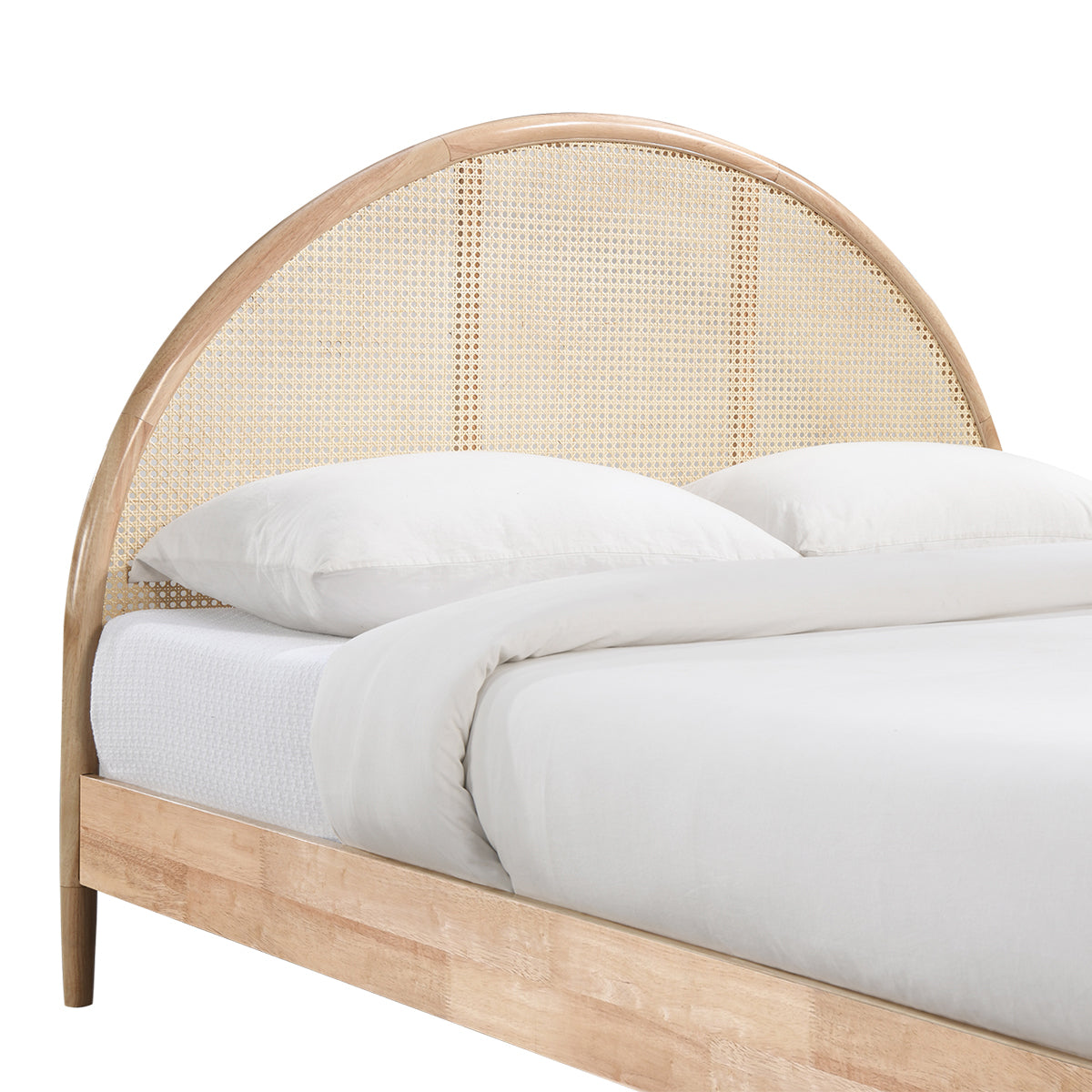 Avery Arch Rattan Double Bed Frame - Natural Wicker Weave Design for Bedroom, Guest Room, or Vacation Home - Queen/King Size Rattan Bed with Sturdy Wooden Frame