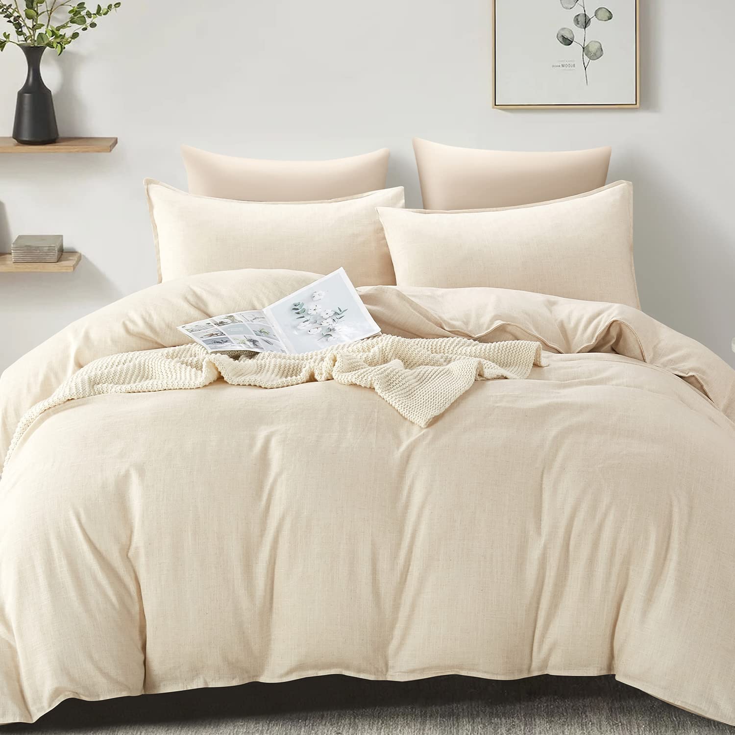 Premium Linen Duvet Cover Set Queen Size - 100% Natural Breathable Bedding - Perfect for Cozy Bedrooms & Guest Room Decor