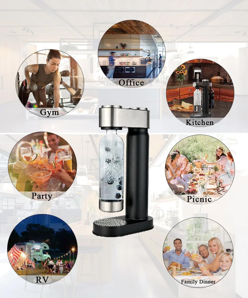 BPA-Free 1L SodaStream Machine for Home Use - Carbonated Water Maker for Juices, Cocktails & Sparkling Drinks | Perfect for Parties, Kitchen & Healthy Hydration