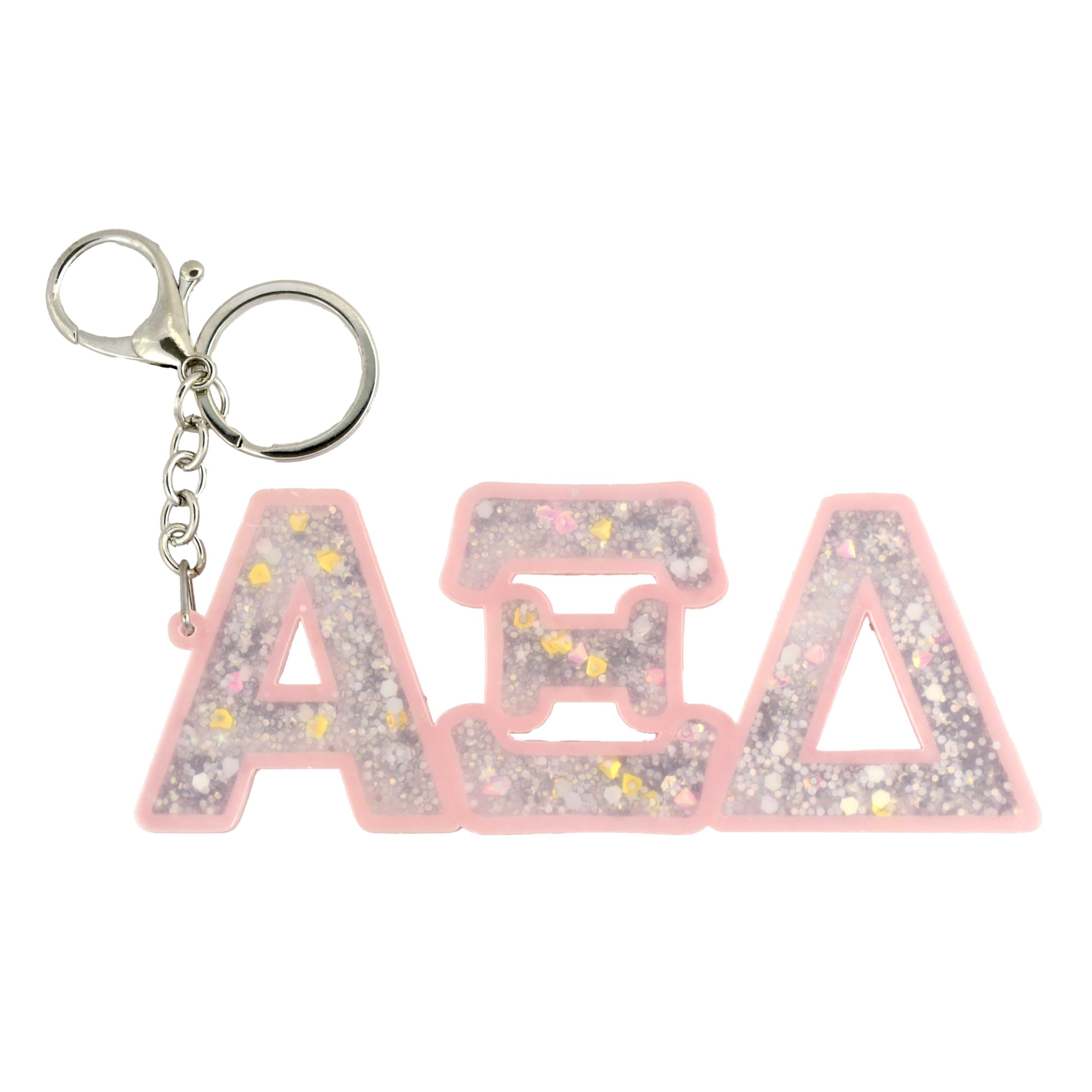 Alpha Xi Delta Sorority Keychain with Glitter - Greek Letter Accessory for Sisters, Gifts & College Events - Perfect for Backpacks, Keys & Sorority Merchandise