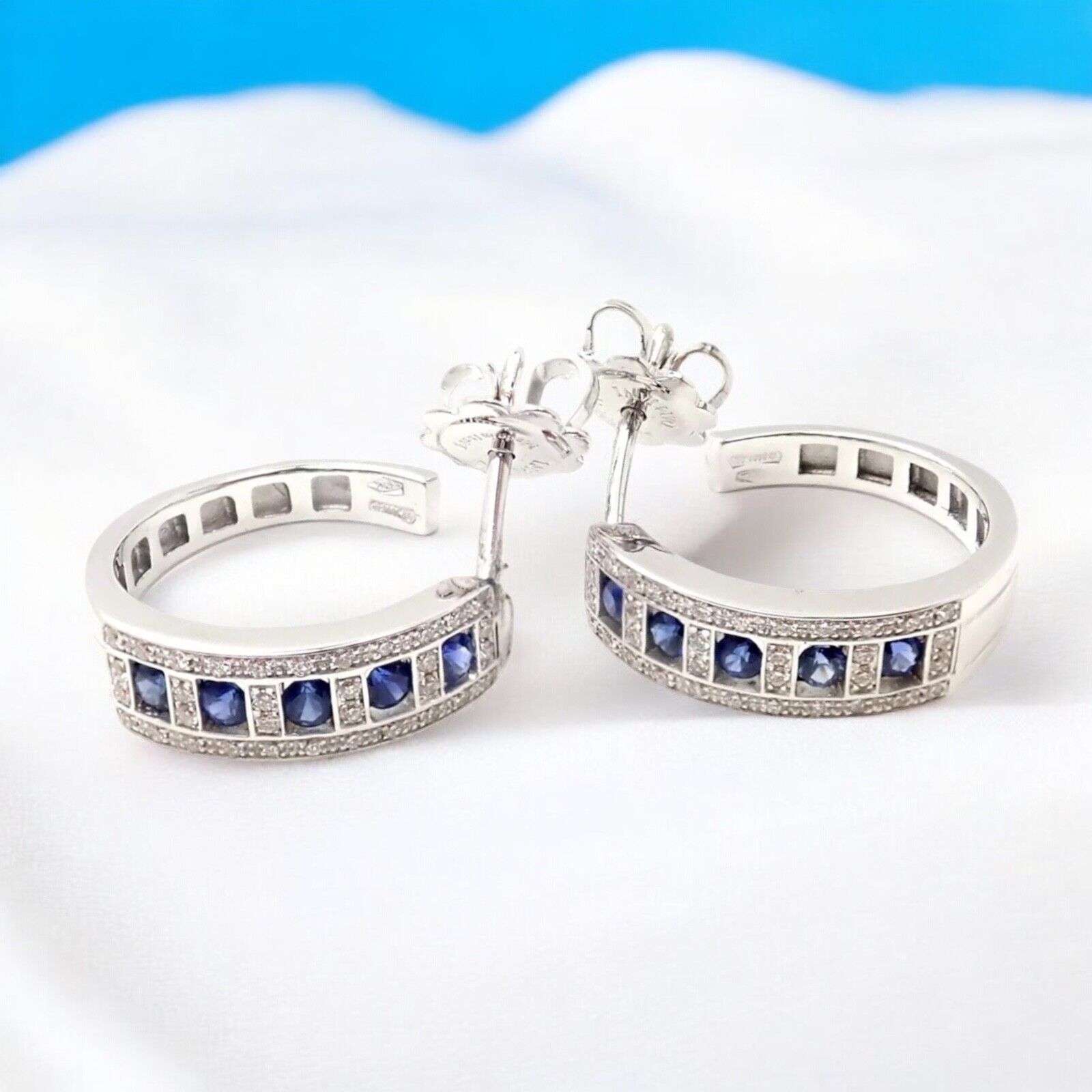 Authentic Damiani 18K White Gold Diamond & Sapphire Belle Epoque Earrings - Luxury Jewelry for Weddings, Anniversaries & Special Occasions