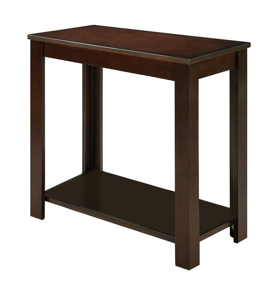 Espresso Finish End Table Night Stand with Free Drink Coaster - Perfect for Bedroom, Living Room & Office Use