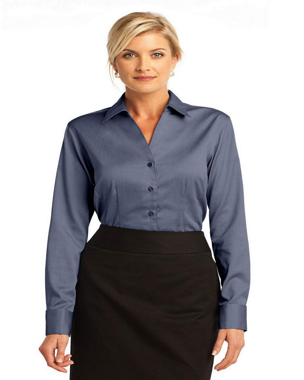 Red House Women's French Cuff Non-Iron Pinpoint Oxford Shirt - Professional Office Wear & Formal Business Attire
