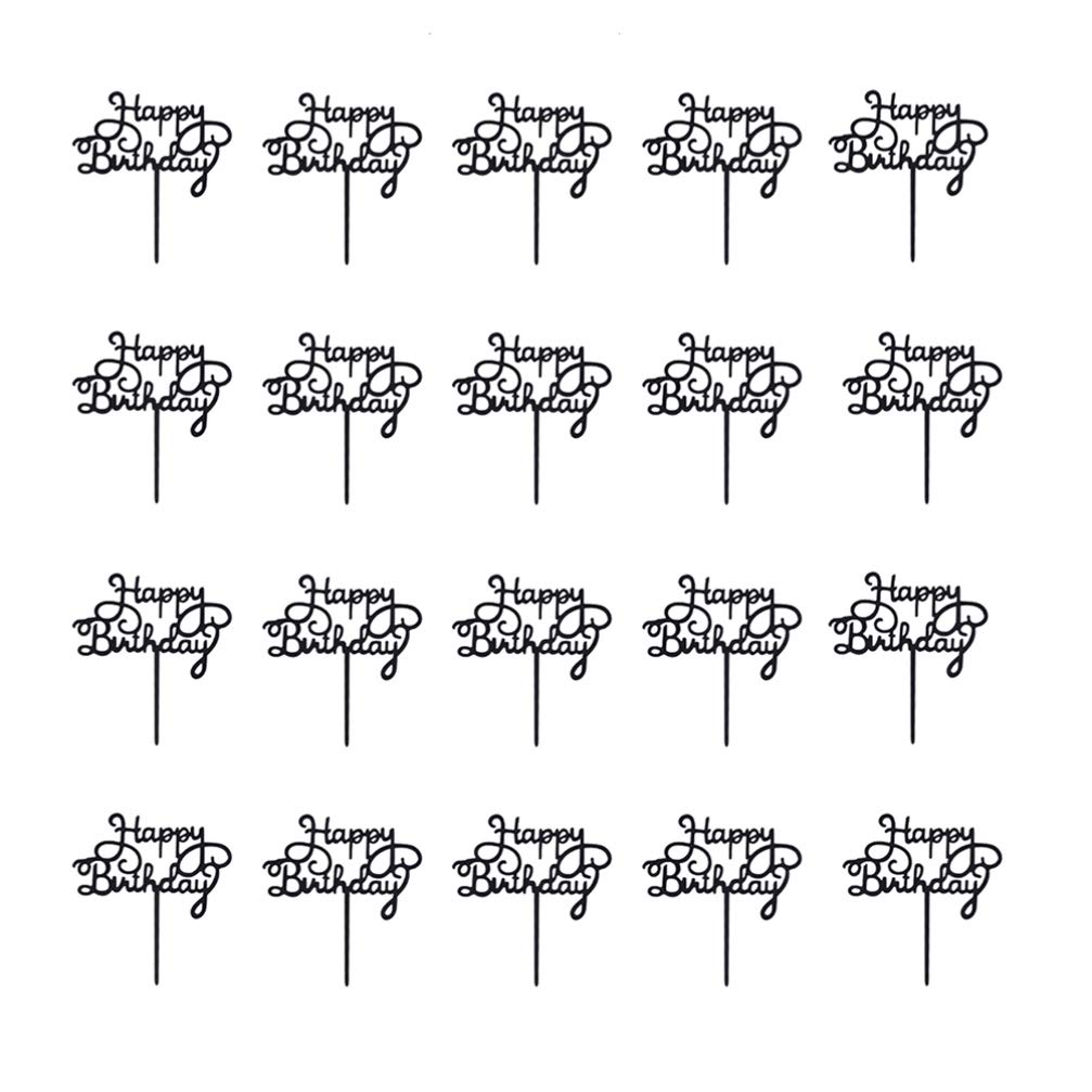 Amosfun 20pcs Acrylic Cake Toppers - Birthday Wedding Cupcake Toothpicks for Mother's Day, Father's Day, Baby Shower Decorations - Perfect for Party Desserts, Cocktail Cups & Photo Props