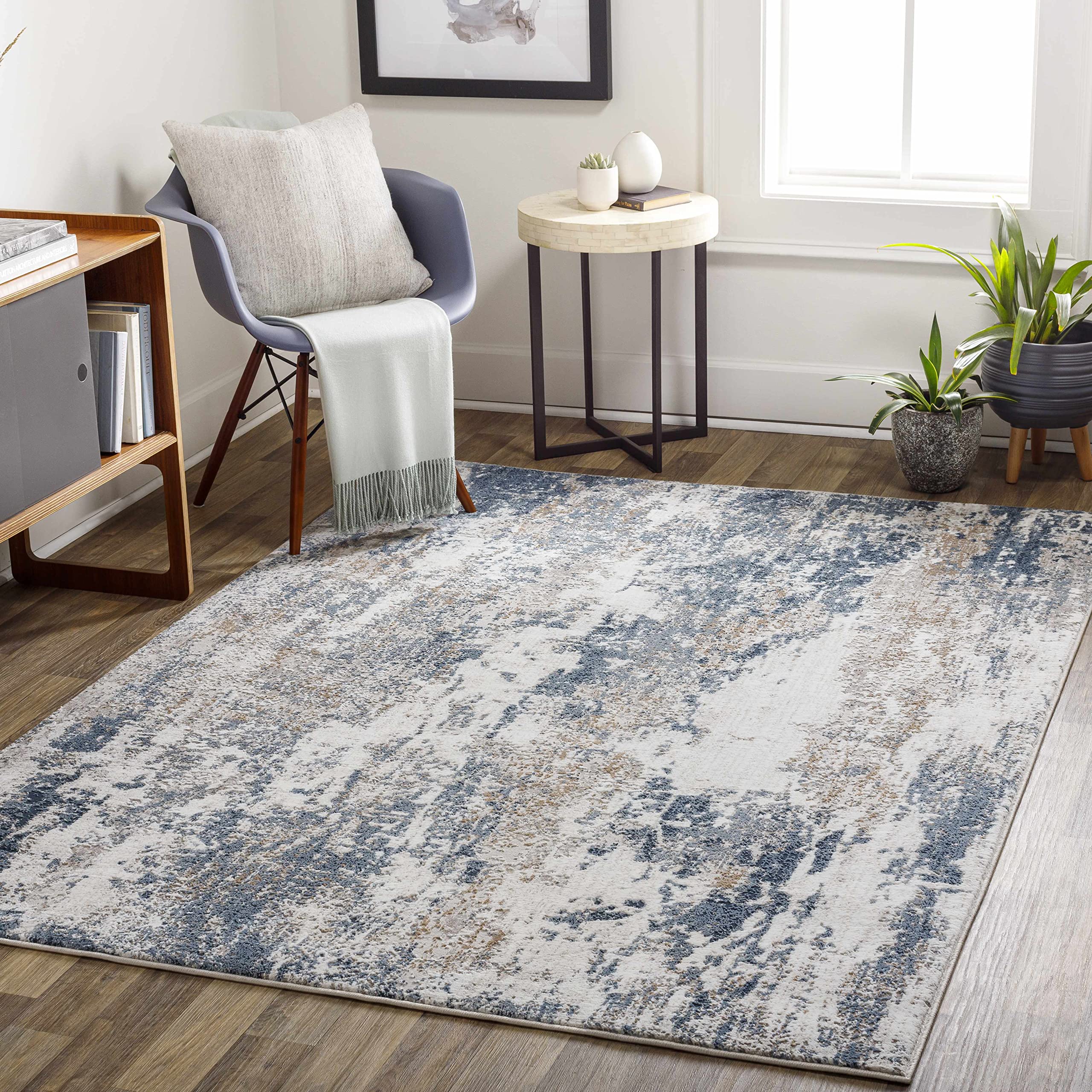 Hauteloom Modern Gray and Blue Area Rug 9'2