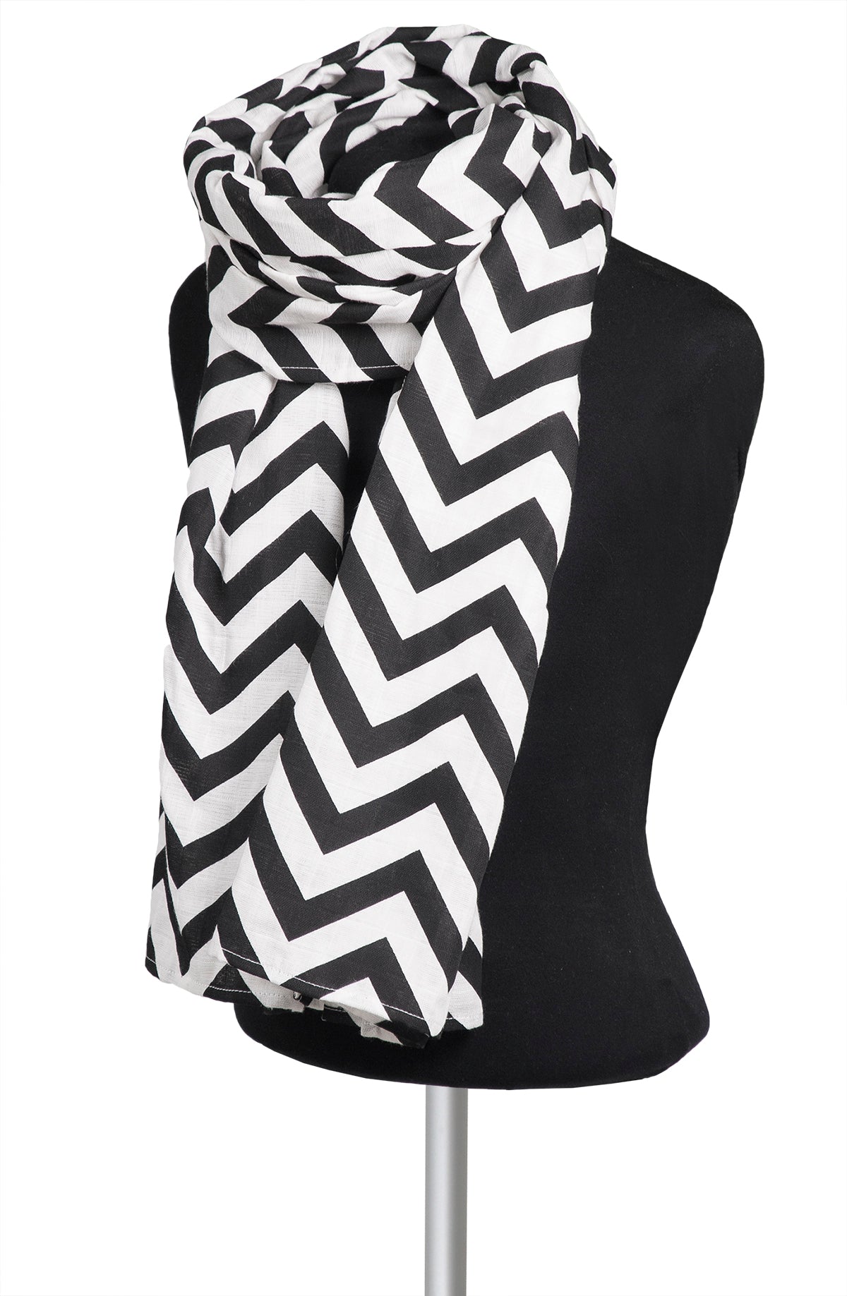 Pashmama Premium Muslin Blanket - Soft Black Chevron Pattern for Baby Swaddle, Nursing Cover & Stroller Accessory