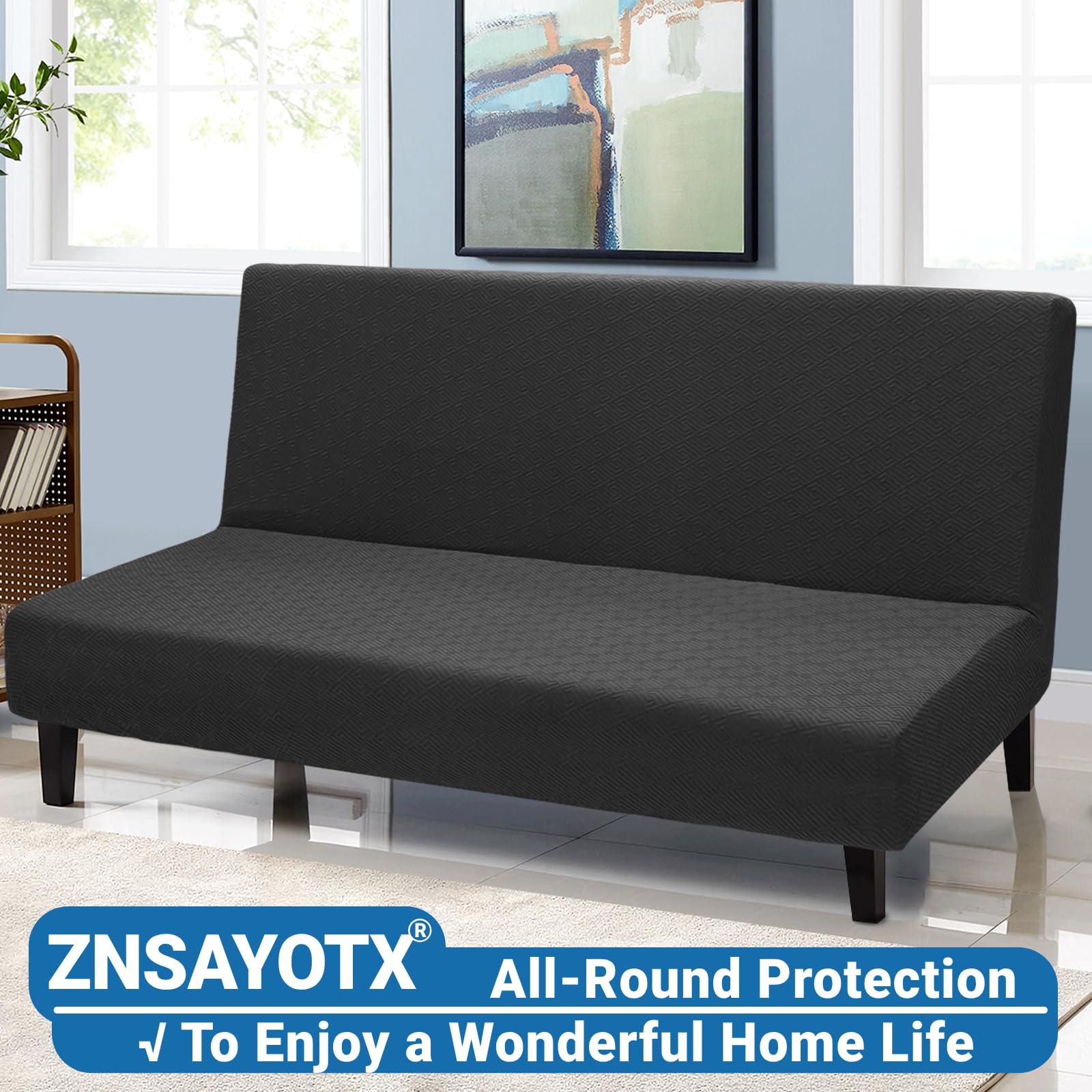 Stretch Jacquard Futon Cover Full Size - Non-Slip Sofa Bed Slipcover for Cozy Home Decor