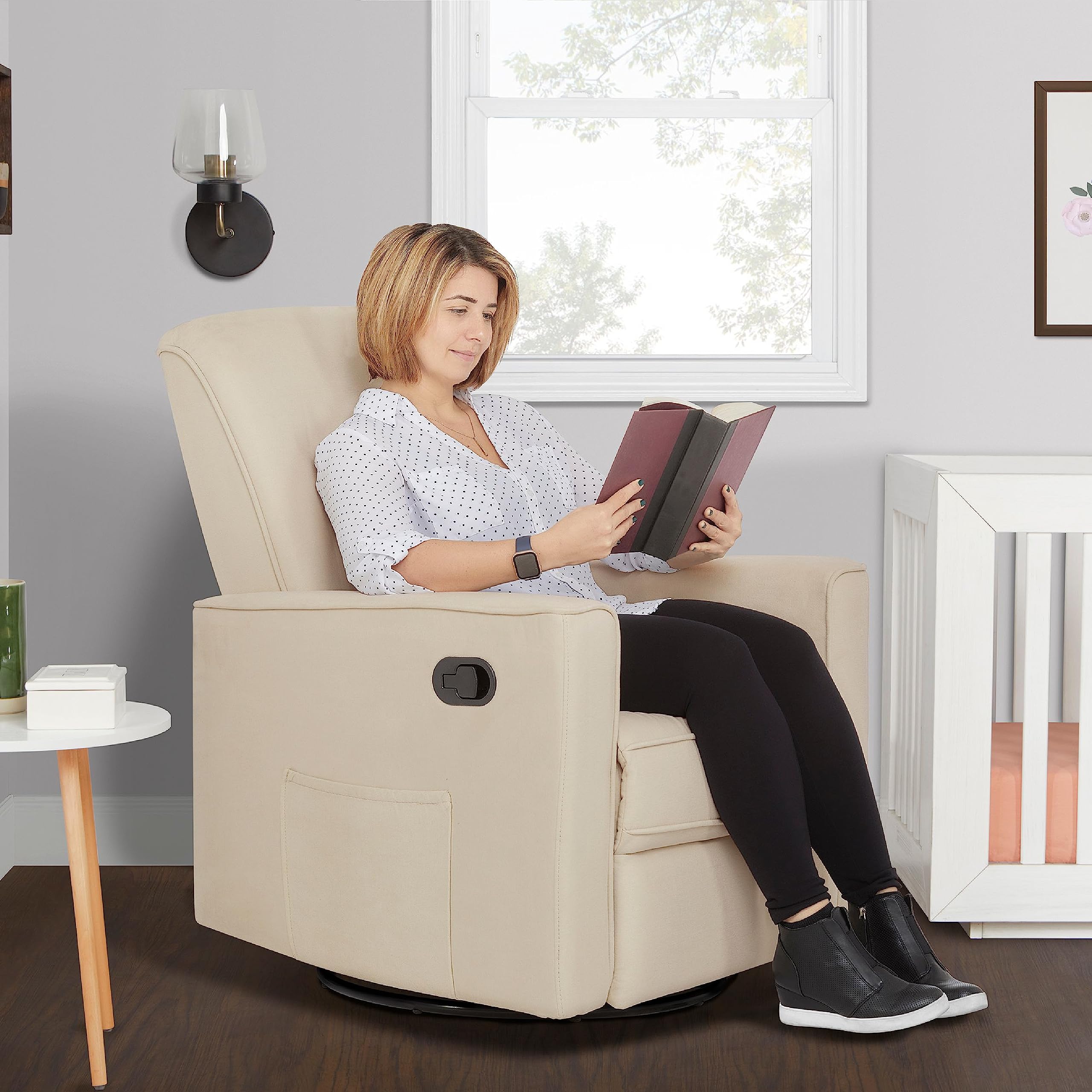 Evolur Raleigh Upholstered Nursery Glider Chair - Plush Swivel Rocker Recliner with Tool-Free Assembly, Easy to Clean & Eco-Friendly Design | Perfect for Breastfeeding, Baby Nursery & Relaxation