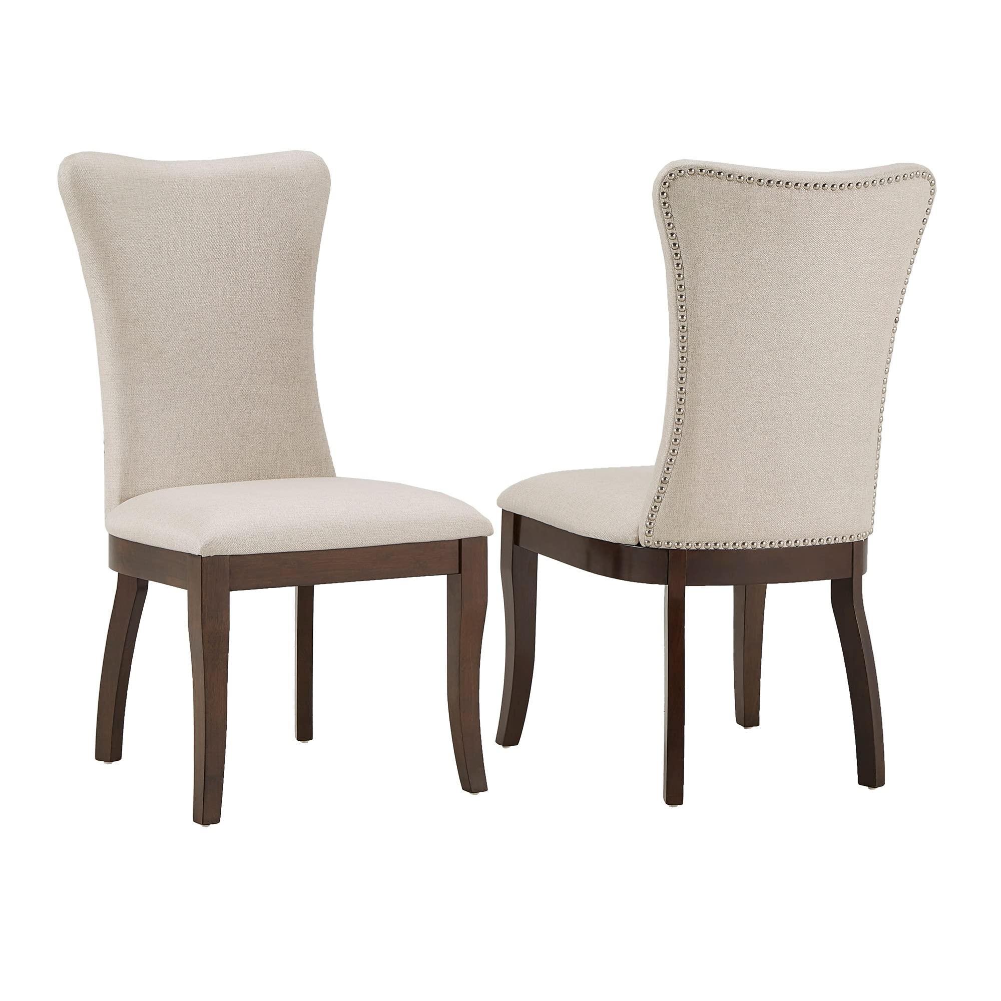 Inspire Q Willa Fabric Wingback Dining Chairs Set of 2 - Classic Upholstered Armchairs for Elegant Dining Room, Kitchen, or Breakfast Nook - Comfortable & Stylish Home Furniture
