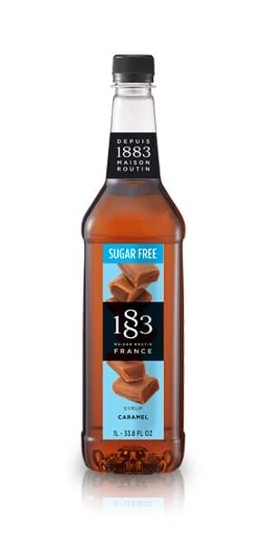 Sugar Free Caramel Syrup 1L (33.8oz) - Low Calorie Coffee & Dessert Topping for Pancakes, Ice Cream & Beverages | 1883 Brand Premium Flavoring