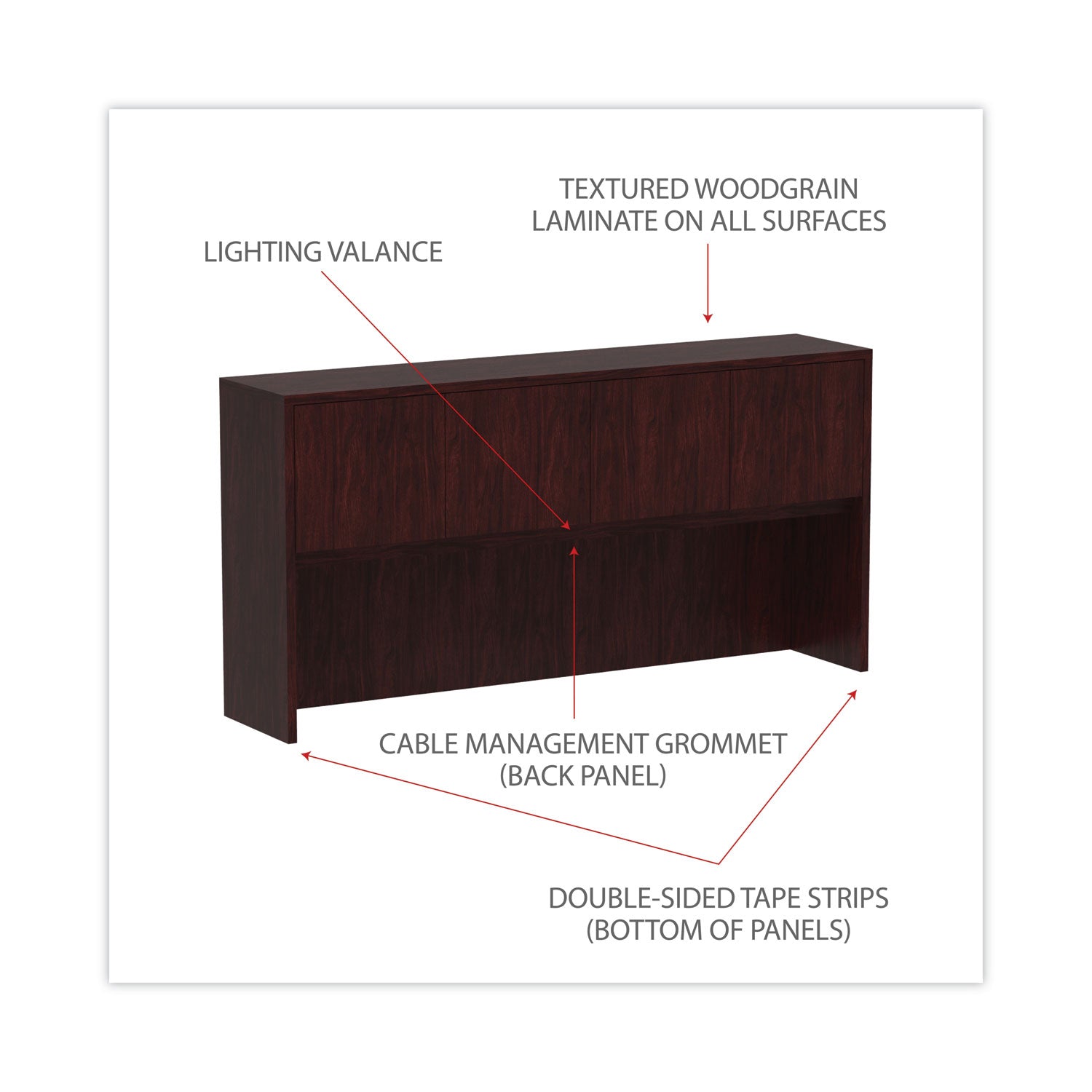 Alera Valencia Series 4-Compartment Hutch with Doors - 70.63