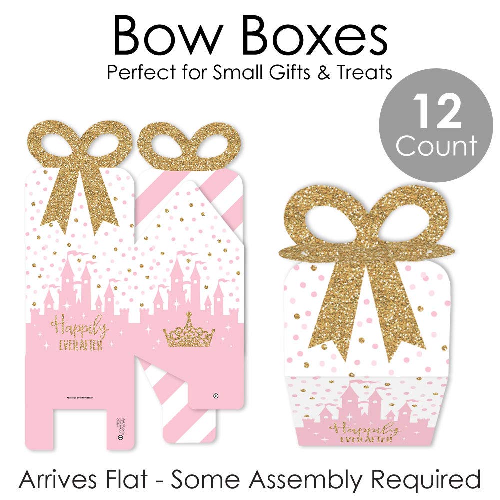 Little Princess Crown Gift Boxes - Pink & Gold Set of 12 for Baby Showers & Birthdays
