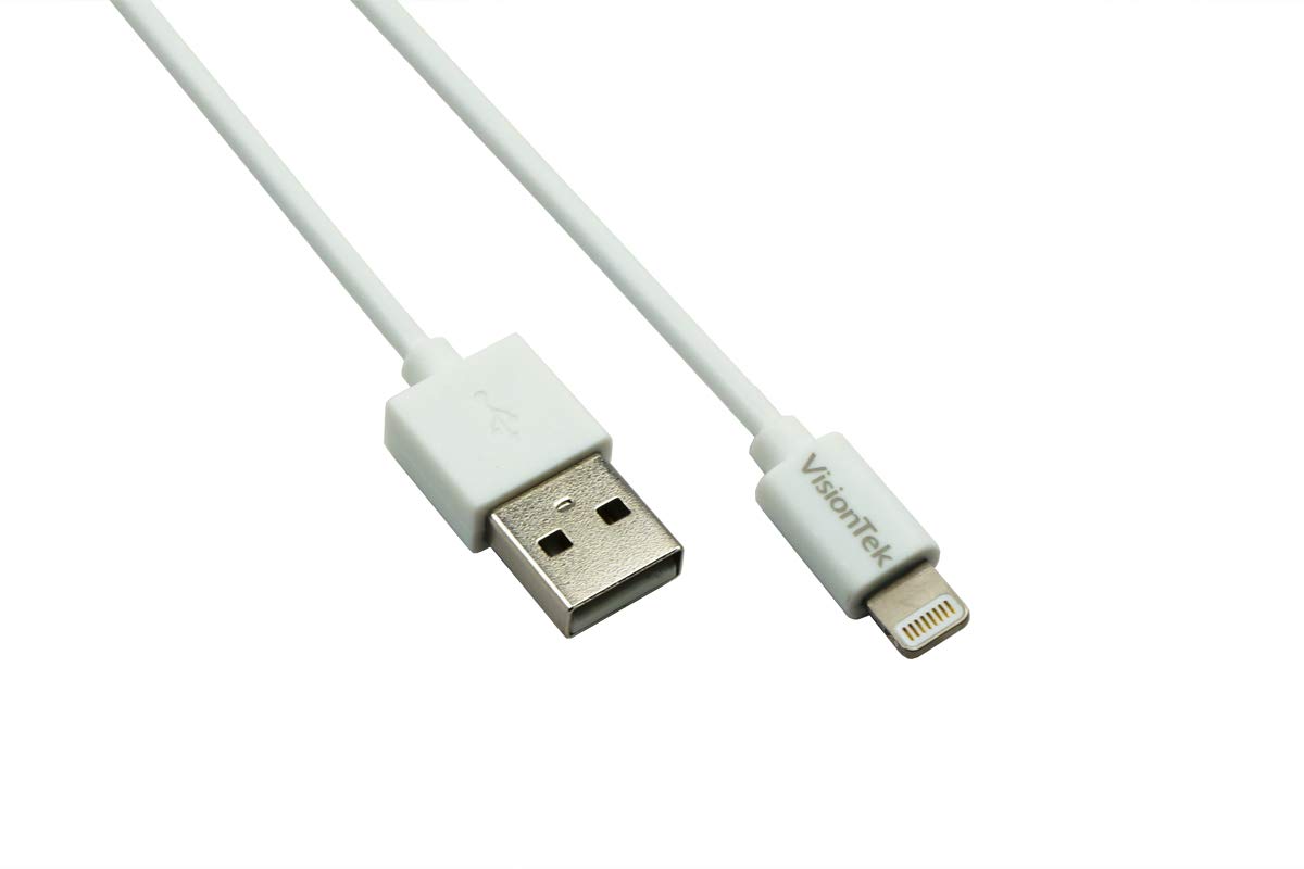 VisionTek Lightning to USB 1 Meter MFI Certified Charging Cable - Fast Charging & Data Sync for iPhone/iPad (White) - Perfect for Home, Office & Travel Use