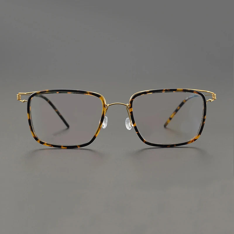 Stylish Unisex Black Titanium Square Screwless Eyeglasses Frame 6062 - Lightweight & Durable for Work, Reading & Fashion