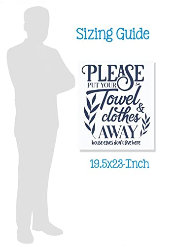Please Put Away Towels Bathroom Wall Decal - 19.5x23 Inch Deep Blue Vinyl Sticker for Bathroom Decor & Organization - Perfect for Laundry Rooms, Spa Areas, and Guest Bathrooms