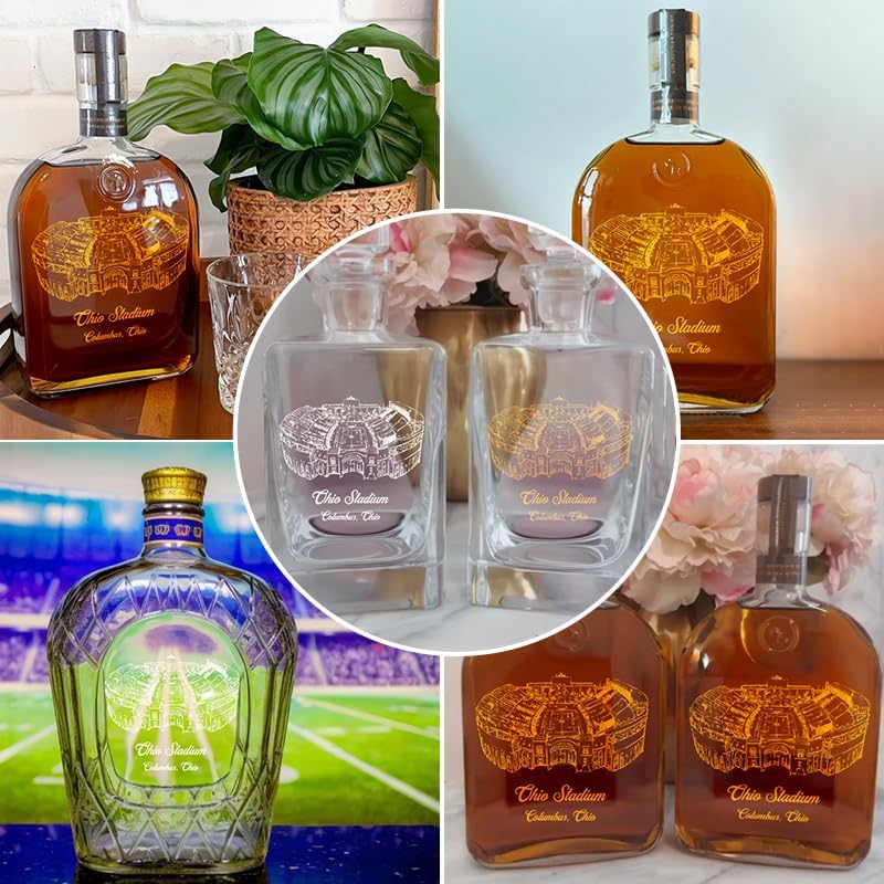 Custom American Football Stadium Whiskey Decanter - Personalized Sports Fan Gift for Men, Whiskey Lovers | Christmas Present for Him | Perfect for Game Day Parties, Man Cave Decor & Collector's Display (Style 1)