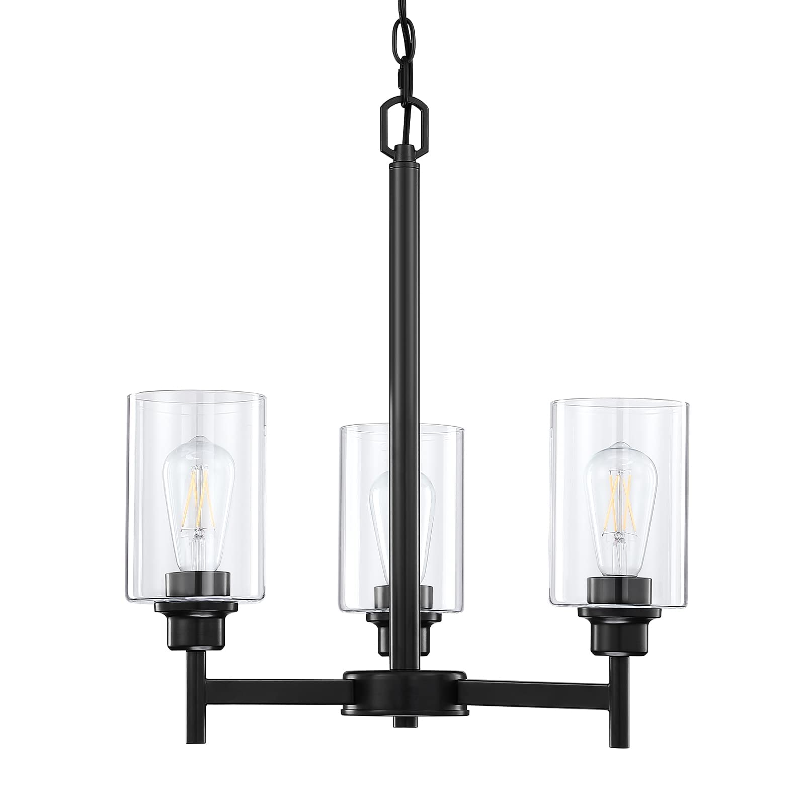 Doraimi Lighting 3-Light Chandelier in Oil Rubbed Bronze Finish - Classic Ceiling Light Fixture with Clear Glass Shade for Dining Room, Meeting Room & Living Room - Perfect for Table Lighting & Home Decor