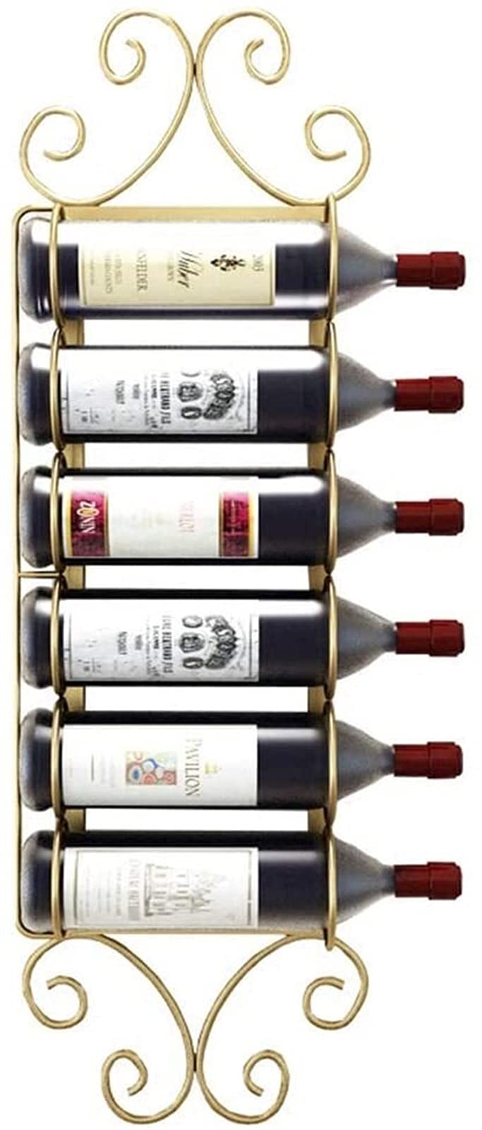 Wall-Mounted Iron Wine Rack - Holds 6 Bottles for Kitchen & Bar Decor