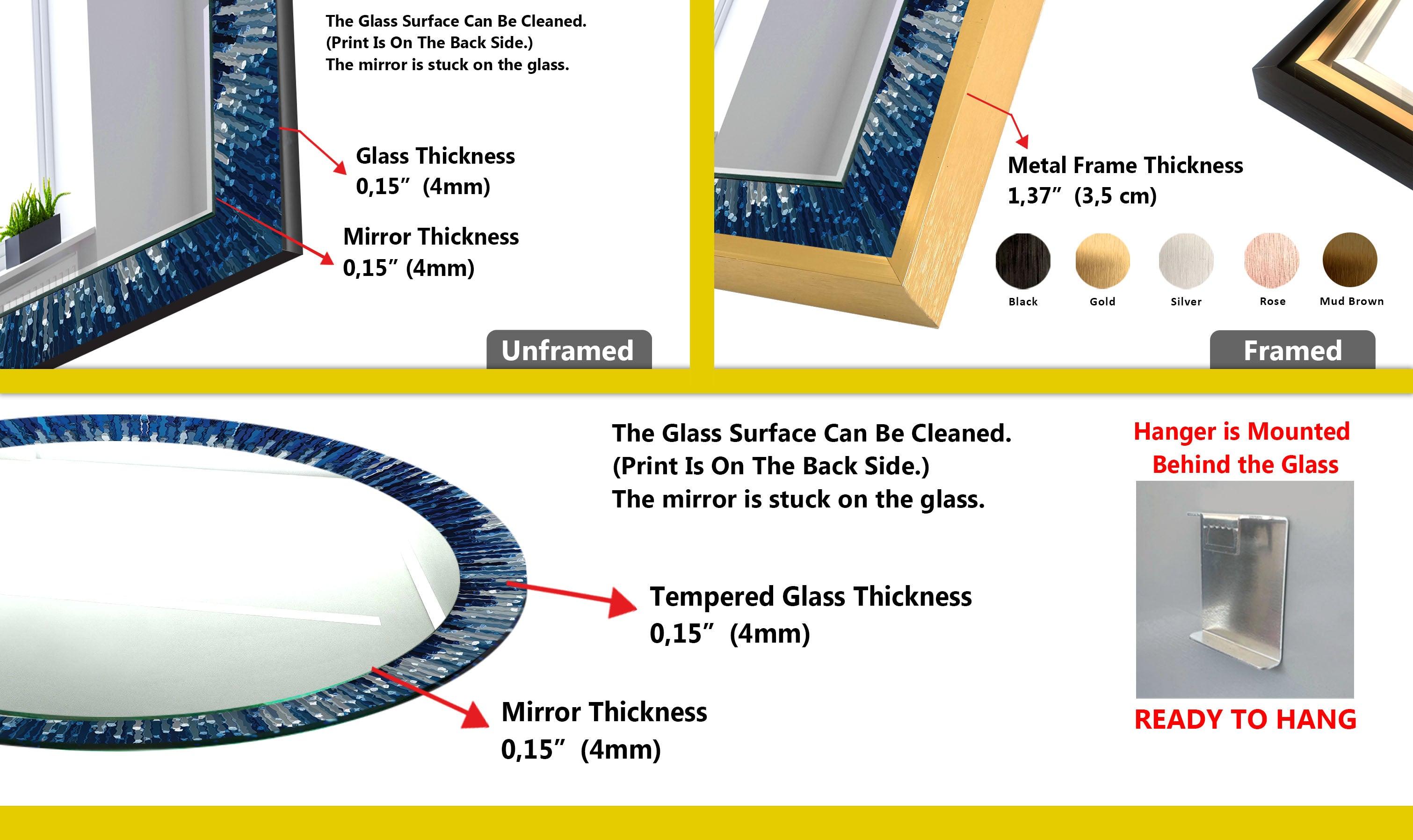 Blue Splash Wall Mirror - Decorative Bathroom & Bedroom Mirror - Shatterproof & Stylish Home Decor for Modern Living Spaces
