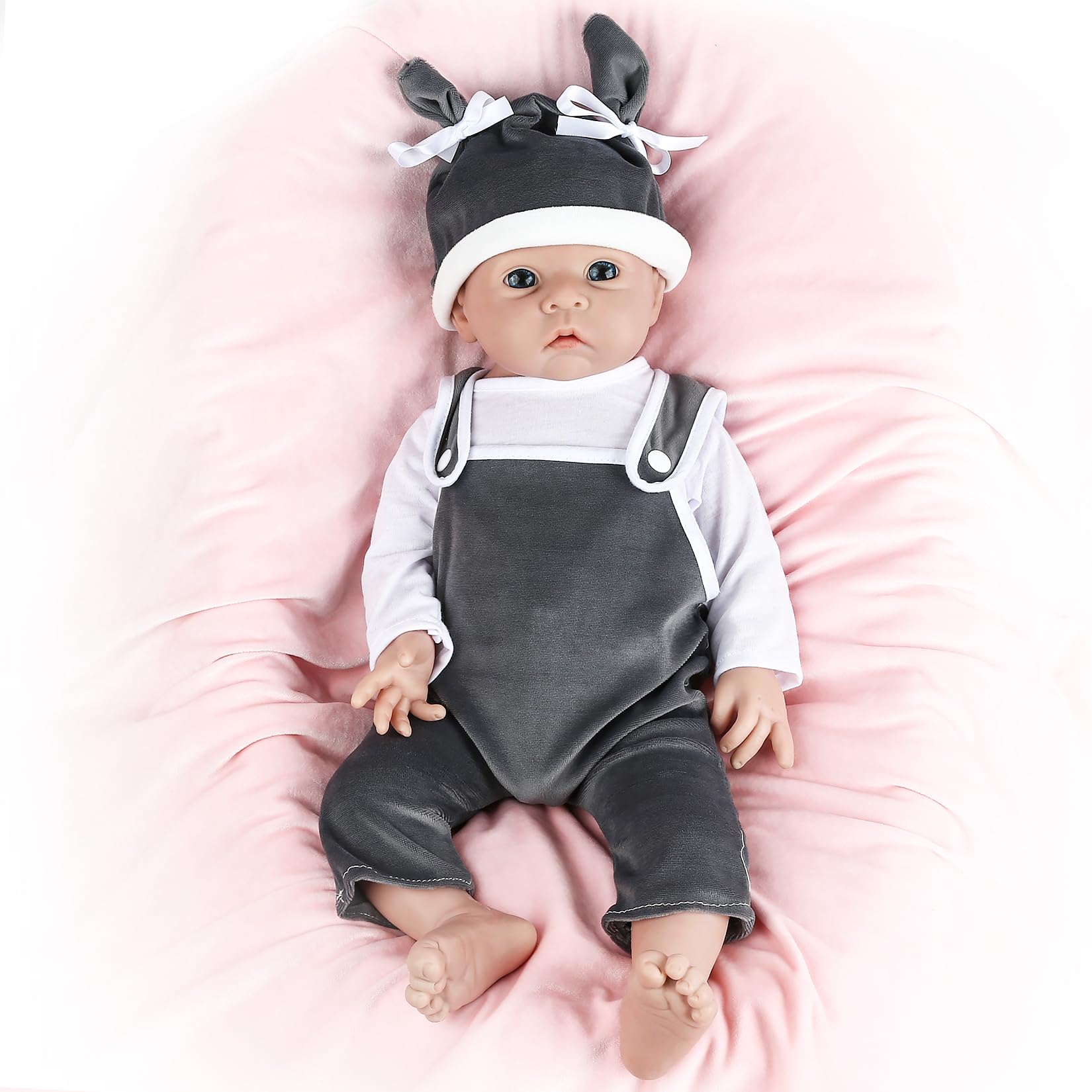 IVITA 18 Inch Realistic Silicone Reborn Baby Doll Boy - Soft Full Body Newborn Doll, Non-Vinyl Material | Perfect for Nursery Decor, Gift Giving & Sensory Play