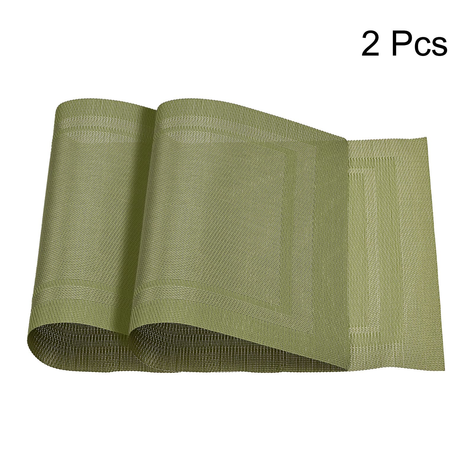 uxcell 2-Pack PVC Washable Woven Place Mats - 17.7x11.8 Inch Green Table Mats for Dining, Kitchen & Outdoor Use - Durable & Easy Clean Placemats