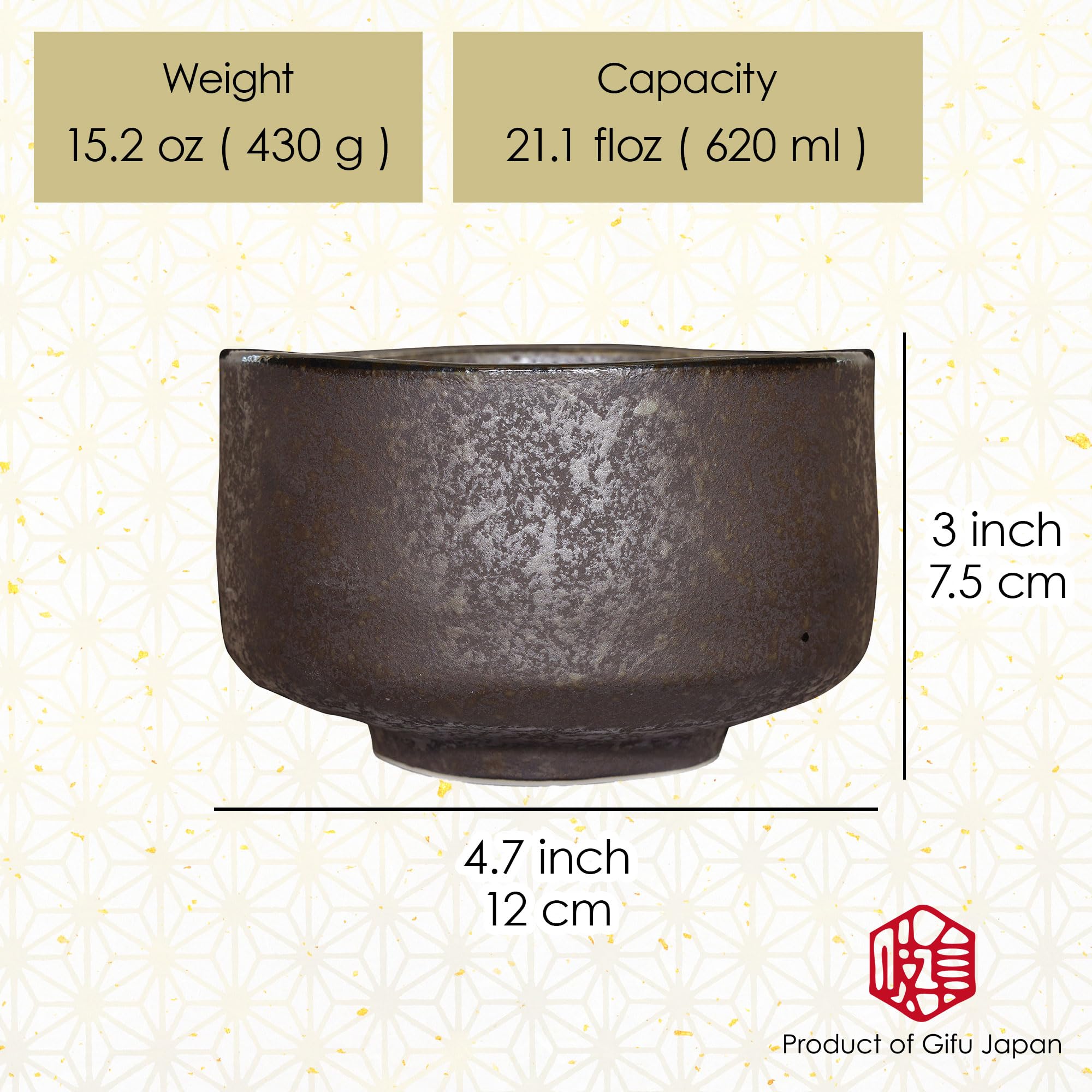 Authentic Japanese Handmade Matcha Tea Bowl - Silver Glazed Green Tea Ceremony Cup, Traditional Mino Ware Ceramic Chawan - Perfect for Tea Ceremonies, Zen Meditation & Home Decor