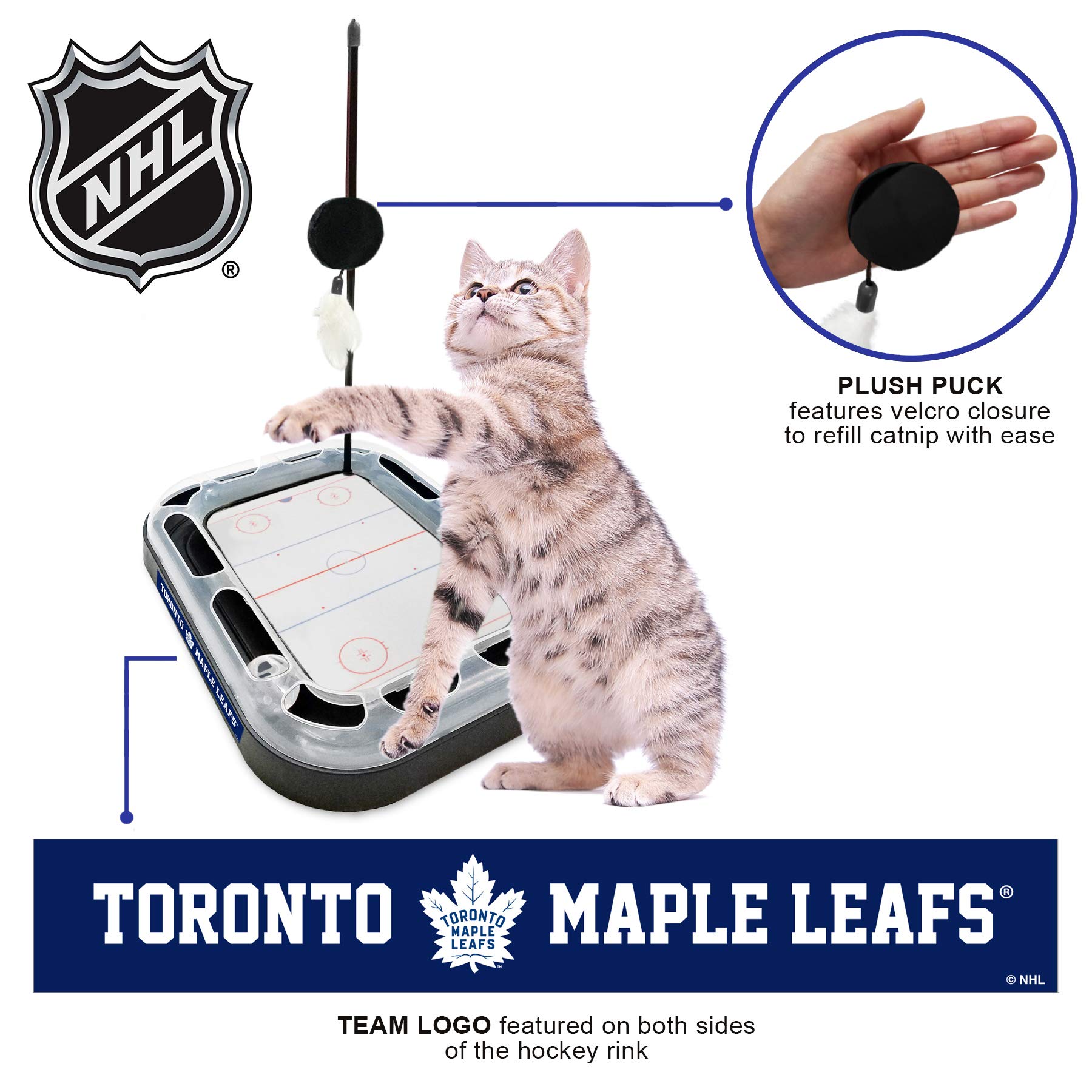 Toronto Maple Leafs Hockey-Themed Cat Scratching Toy with Interactive Ball Bell - 5-in-1 Multi-Functional Cat Scratcher & Play Center - Perfect for Indoor Play, Exercise, and Claw Maintenance for Your Feline Friend