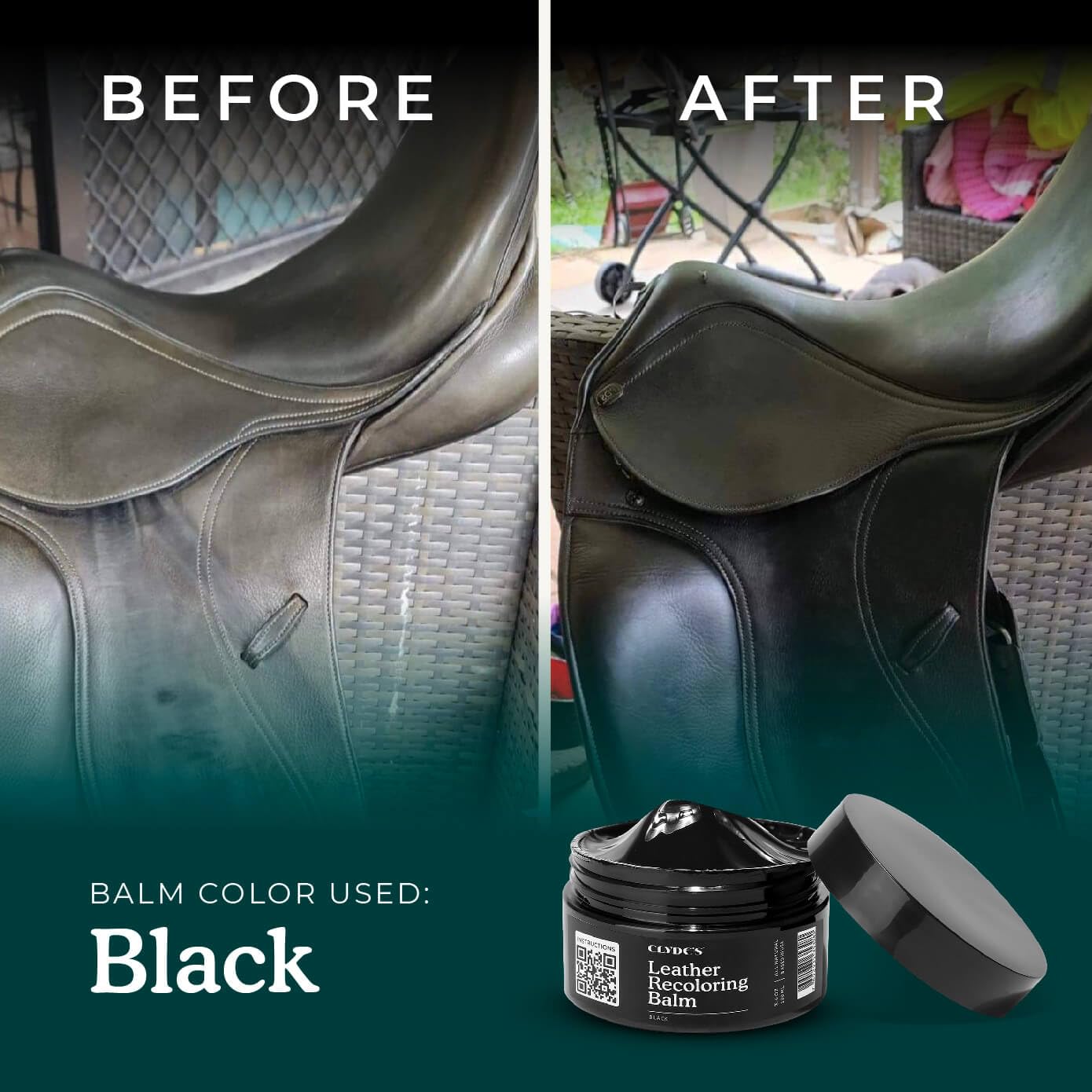 Clyde's™ 4-Step Leather Recoloring Kit with Brush & Lint-Free Towels - Clean, Restore & Protect Leather Shoes, Bags, Furniture - Perfect for Leather Repair & Maintenance at Home