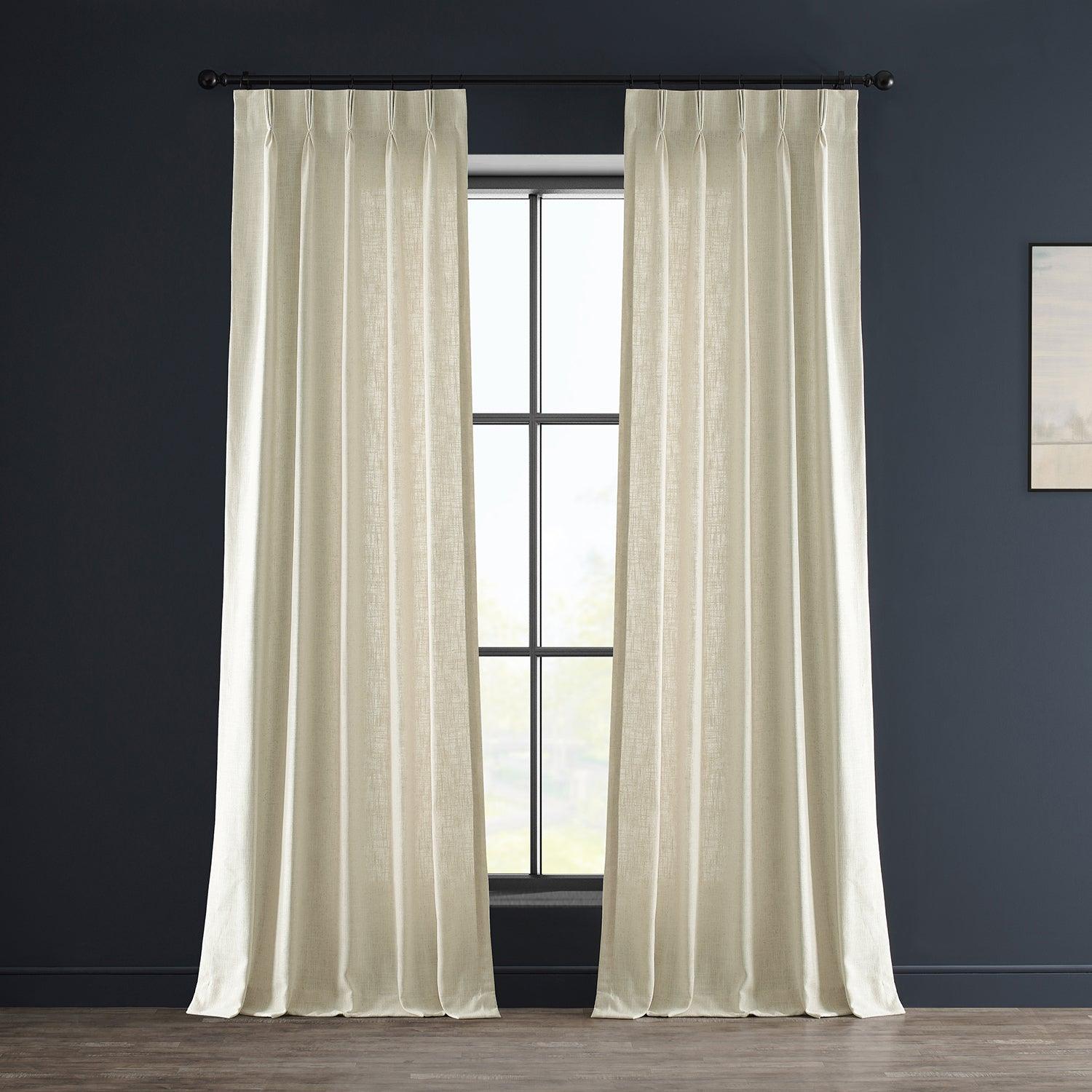 Premium Barley Heavy Faux Linen Curtains - Blackout Thermal Insulated Window Drapes for Living Room, Bedroom & Home Decor (Set of 2 Panels) - Elegant Textured Fabric for Light Filtering & Privacy Protection