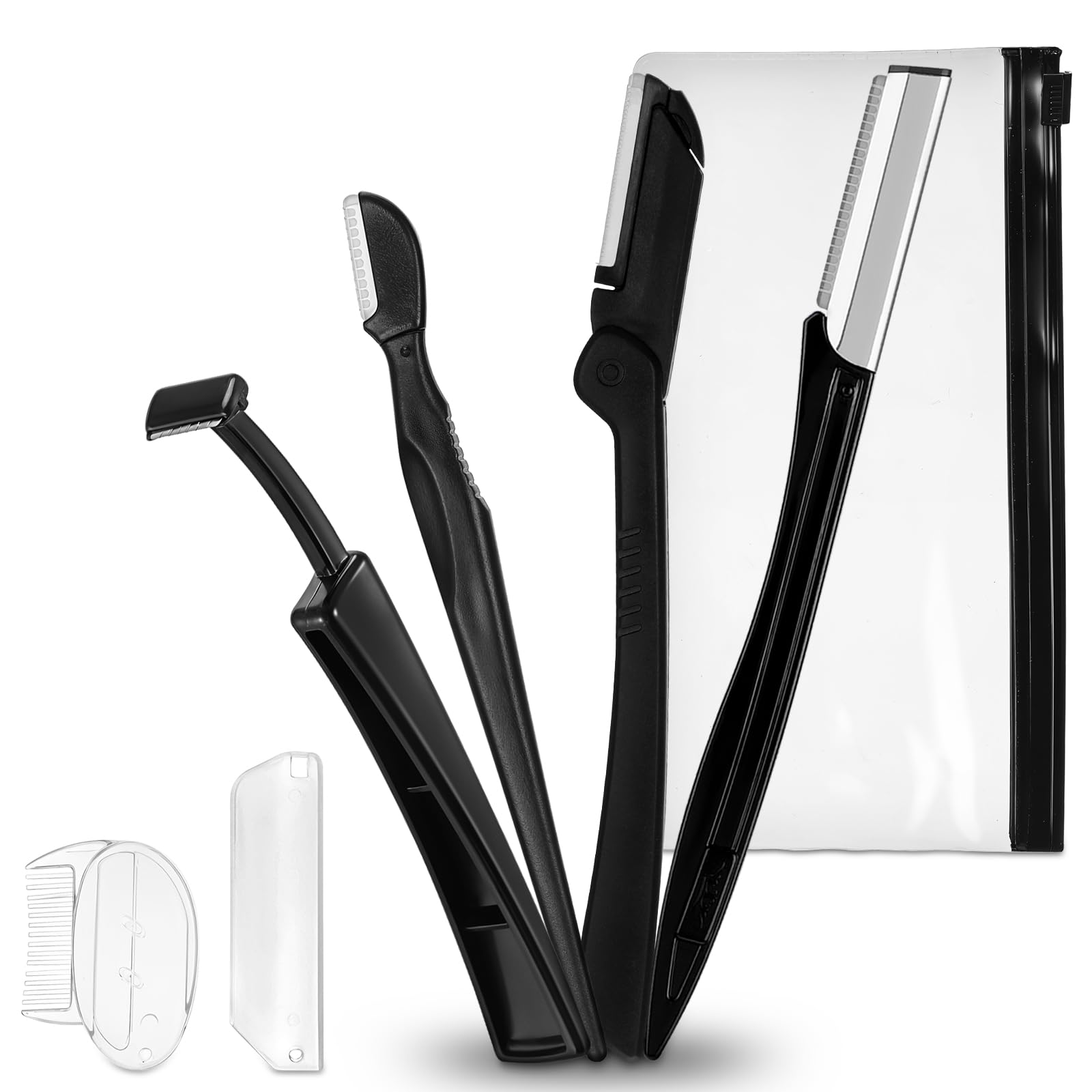 4 Pack Eyebrow Razors for Women - Precision Facial Hair Remover with Exfoliating Blades | Dermaplaning Tool for Peach Fuzz & Smooth Skin | Perfect for Eyebrow Shaping, Facial Hair Removal & At-Home Spa Days