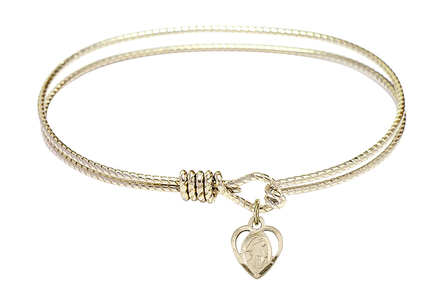 F A Dumont 7 1/4 Inch Oval Eye Hook Bangle Bracelet with Guardian Angel Charm - Elegant Jewelry for Women, Gift for Her, Perfect for Everyday Wear & Special Occasions