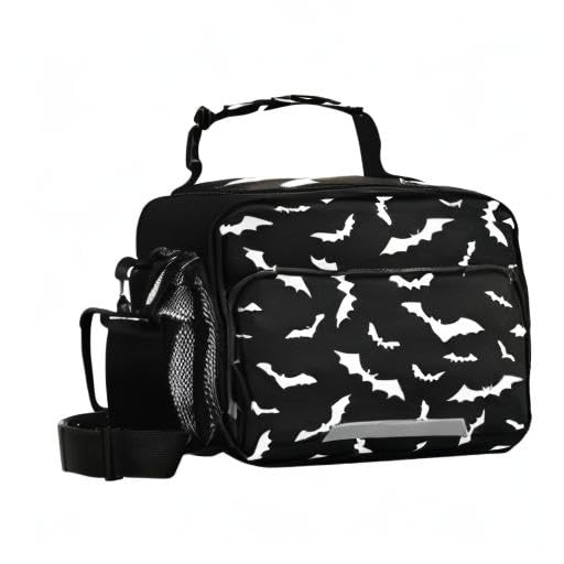 Kcldeci Insulated Lunch Bag for Women & Men - Reusable Leakproof Cooler Tote with Halloween Bats Design - Freezable Lunch Box for Office, School, Picnic & Beach - Perfect for Work Meals, Outdoor Activities & Food Storage