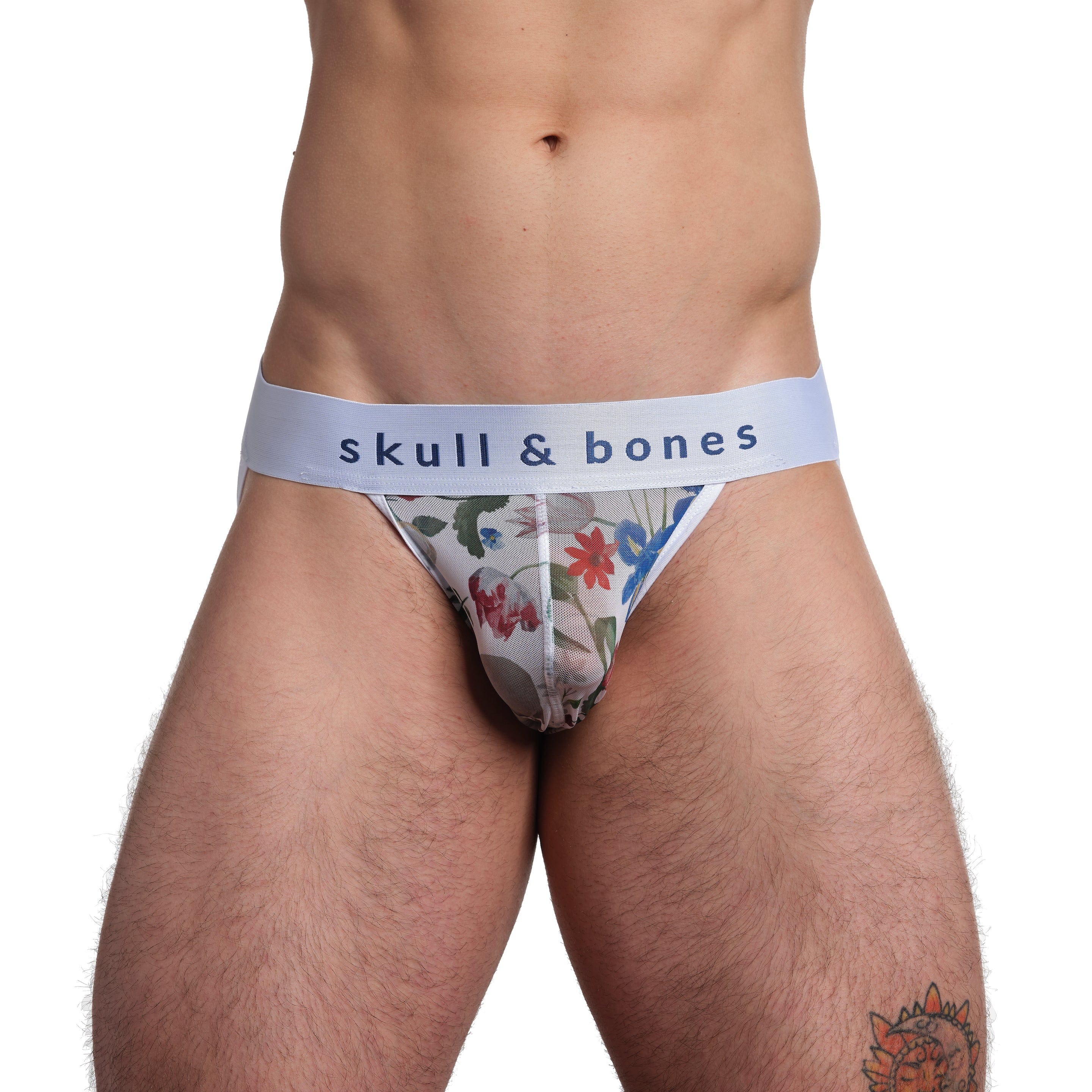 Dutch Floral Mesh Jock White - Breathable Athletic Support Underwear for Men | Comfortable Workout & Sports Performance | Ideal for Running, Gym & Active Lifestyle