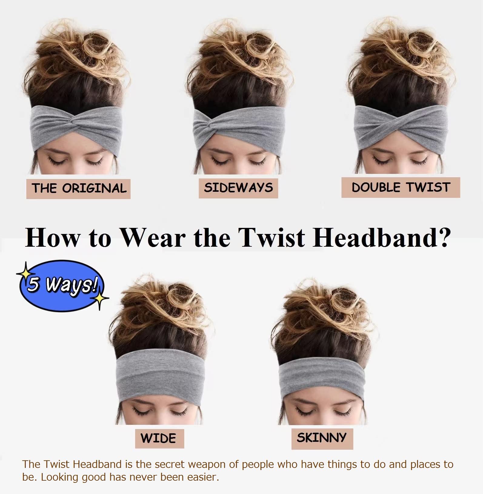 AKTVSHOW Women's Wide Soft Elastic Headbands - Non-Slip Twisted Turban Hair Wraps for Women & Teen Girls, Fashion Hair Accessories (12 Pack) - Perfect for Workouts, Yoga, Running, and Everyday Styling
