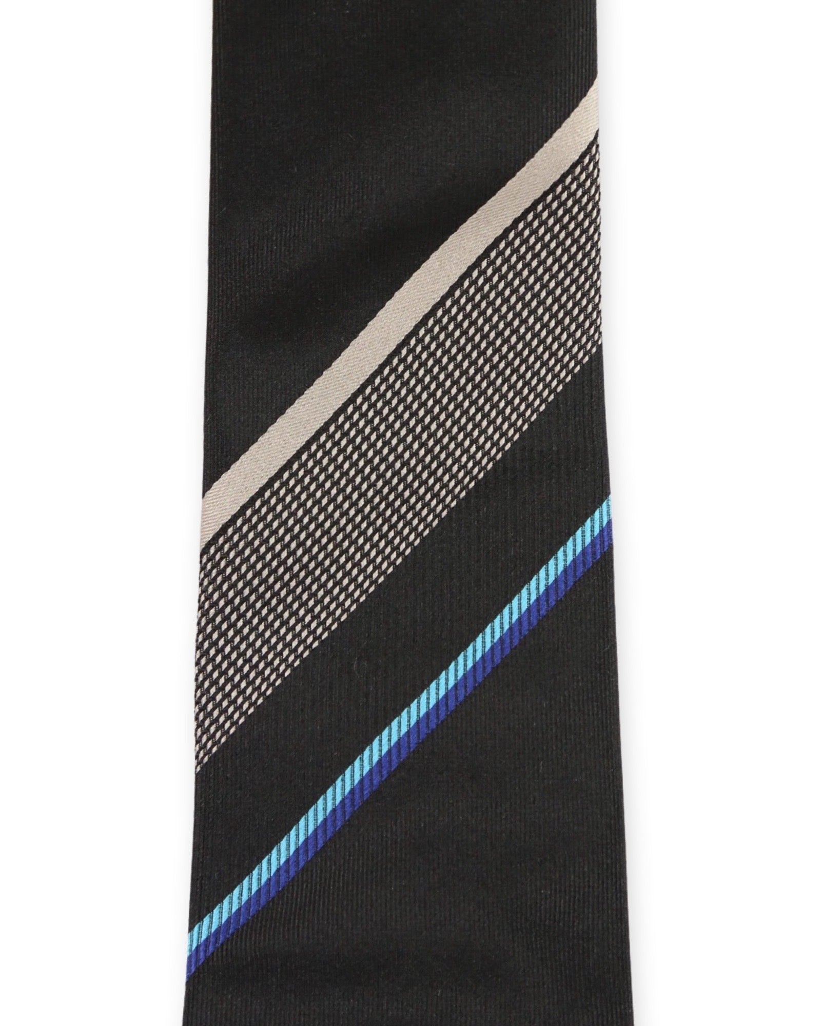 DÉCLIC Monza Black & White Striped Necktie - Elegant Formal Tie for Men, Perfect for Weddings, Business Meetings, and Special Occasions