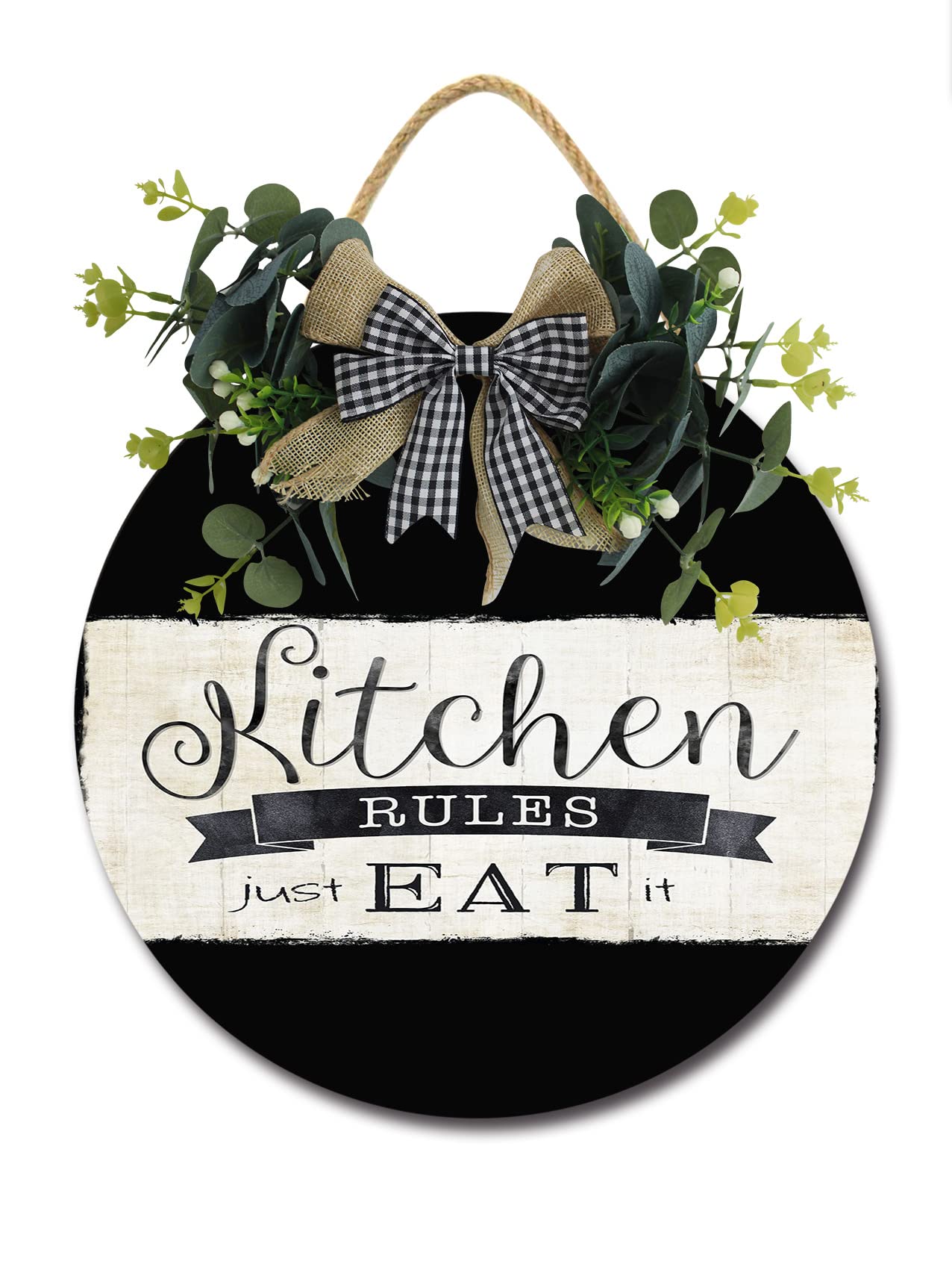 Just Eat It Sign - Rustic Farmhouse Door Decor for Front Porch, Wall Hanging Home Decor | Perfect for Kitchen, Dining Room & Farmhouse Style Interiors