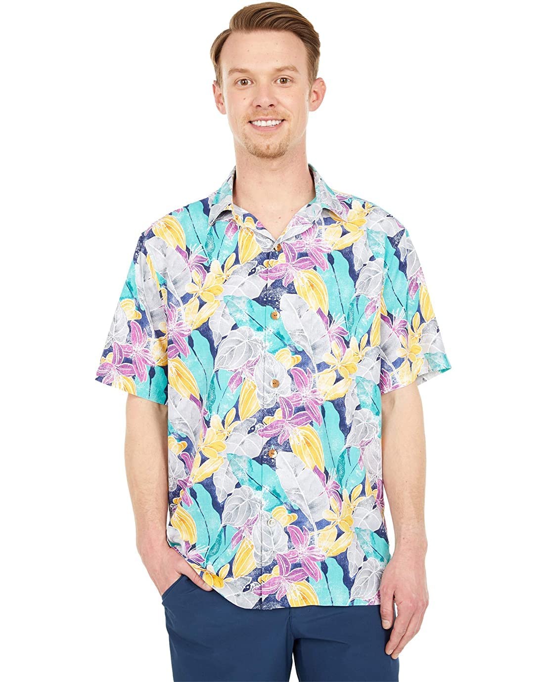 Tommy Bahama Men's Ibiza Beach Silk Camp Shirt - Lightweight Breathable Hawaiian Style Button-Up for Summer Vacation & Tropical Getaways