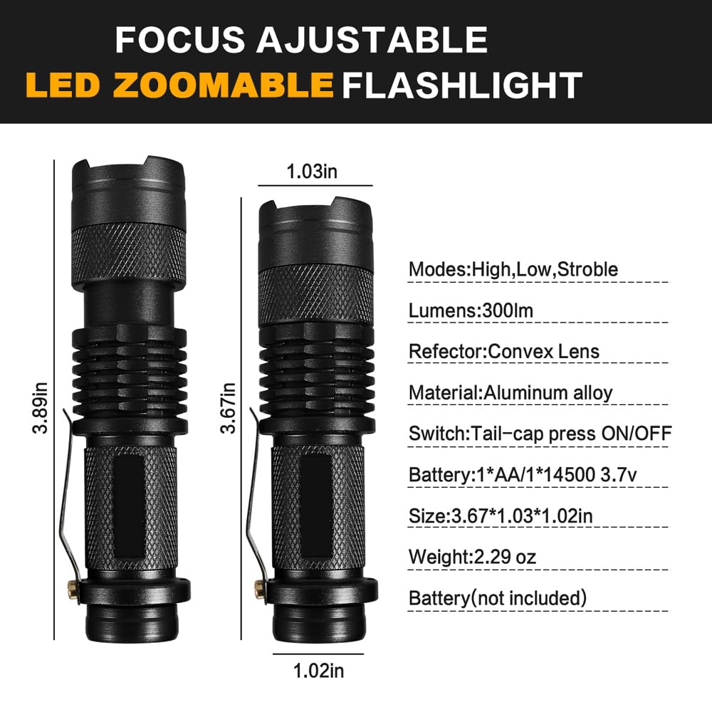 High-Powered LED Red Light Flashlight 3-Pack - Rechargeable Hunting Flashlight for Astronomy, Night Vision, Outdoor Adventures & Emergency Use