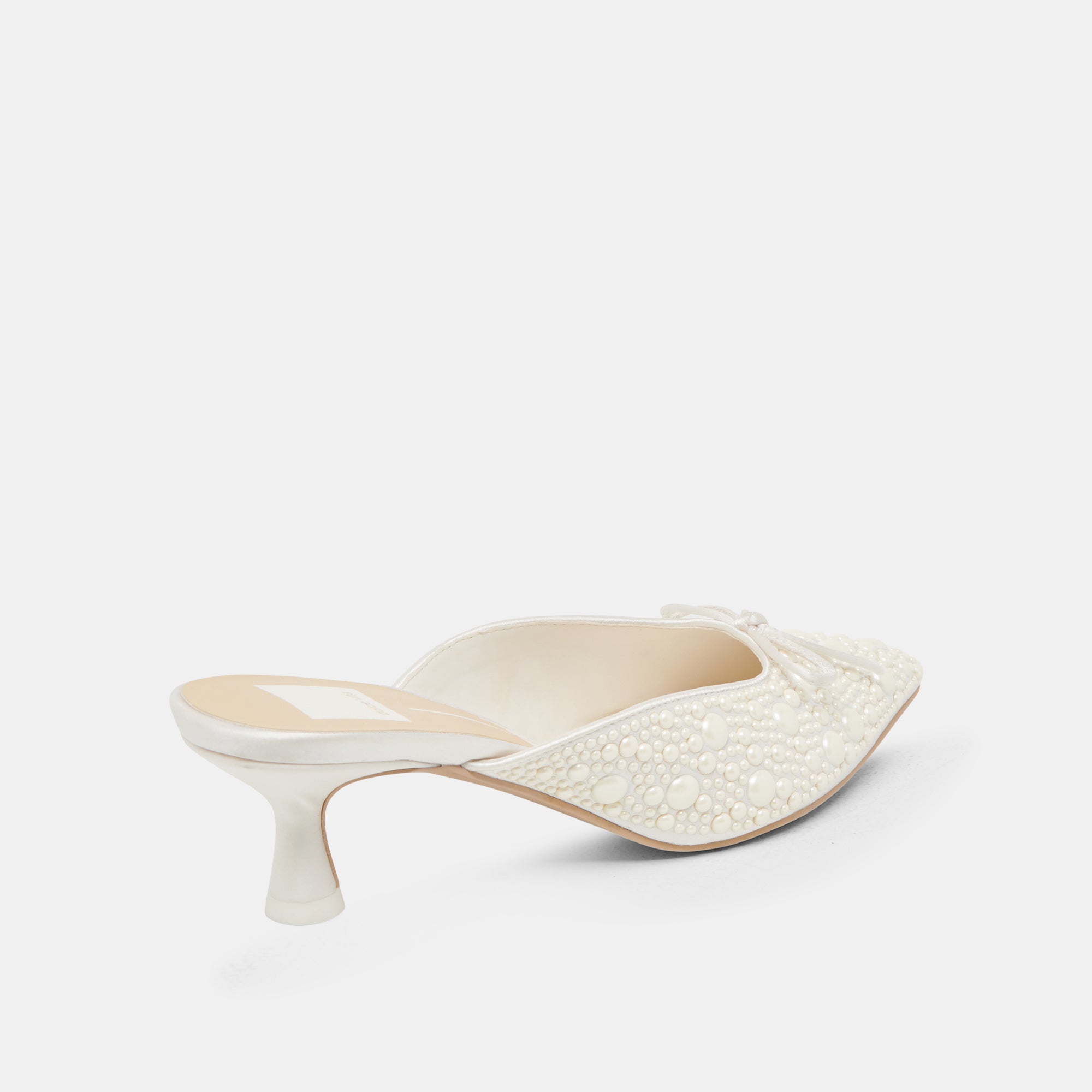 CLAYTN Pearl Heels for Women - True White Satin High Heels | Elegant Wedding Shoes, Prom Heels & Evening Party Pumps for Special Occasions